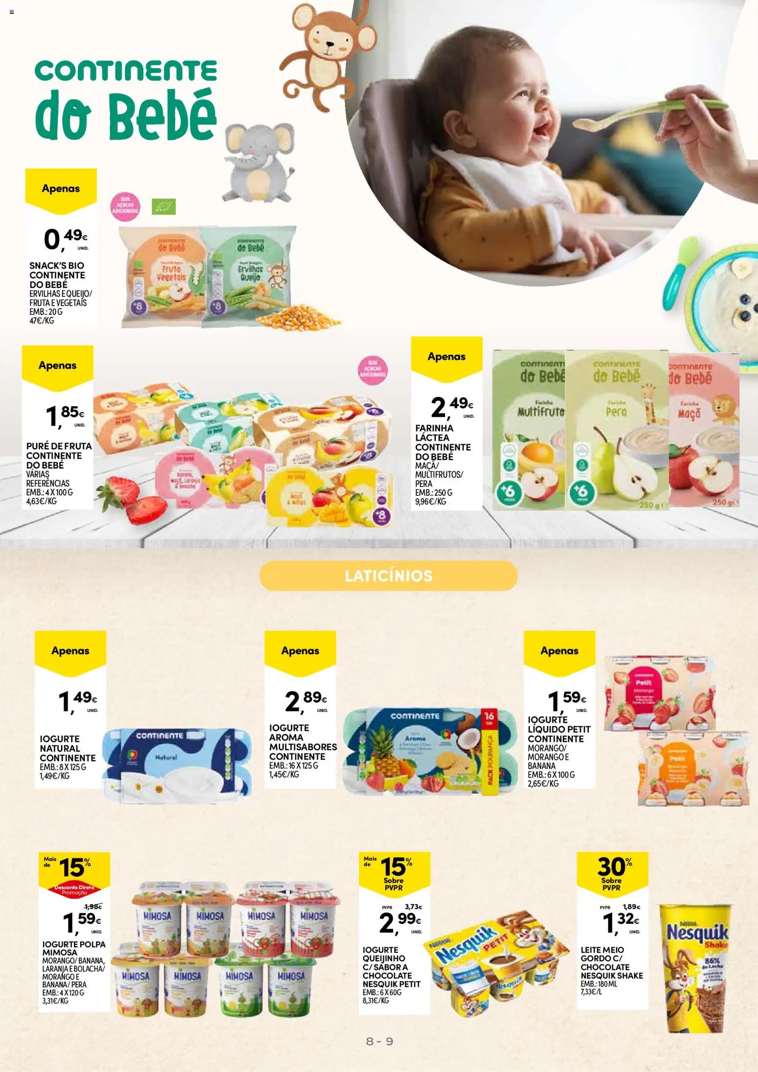 Continente - Açores: Bebé │ válido de 20.01.2026 | Página: 9 | Produtos: Farinha láctea, Banana, Chocolate, Iogurte liquido