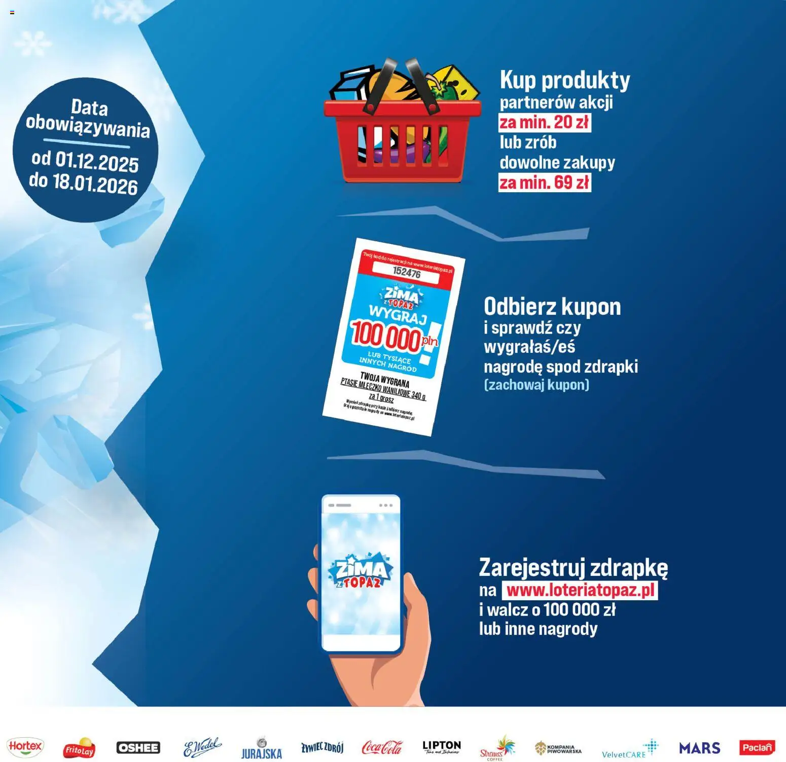 Topaz Gazetka - Katalog Produktów Objętych Loterią od 01.12.2025 | Strona: 3 | Produkty: Ptasie mleczko