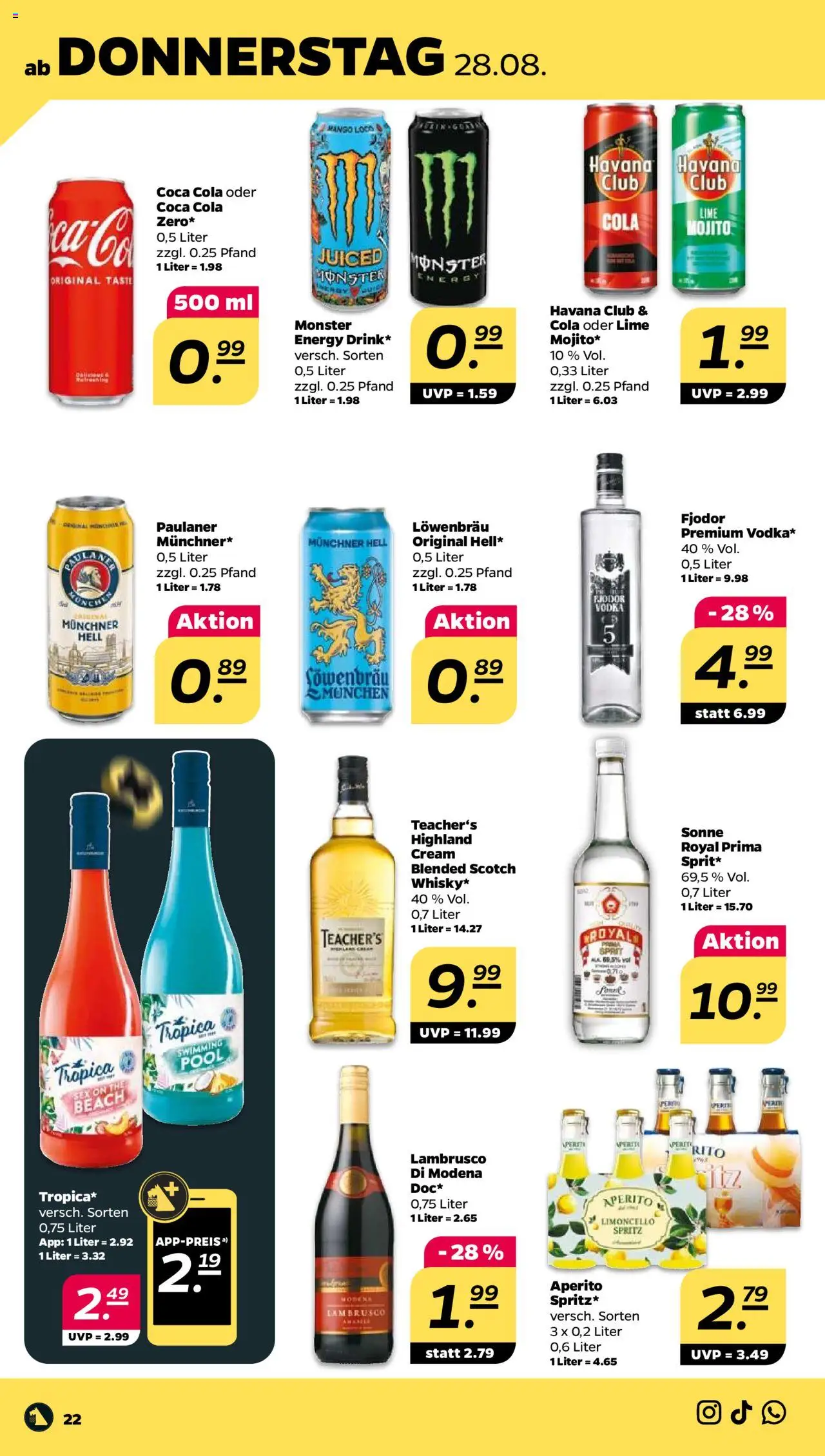 Netto Prospekt 	 - gültig ab dem 25.08.2025 | Seite: 22 | Produkte: Cola, Monster, Mango, Vodka