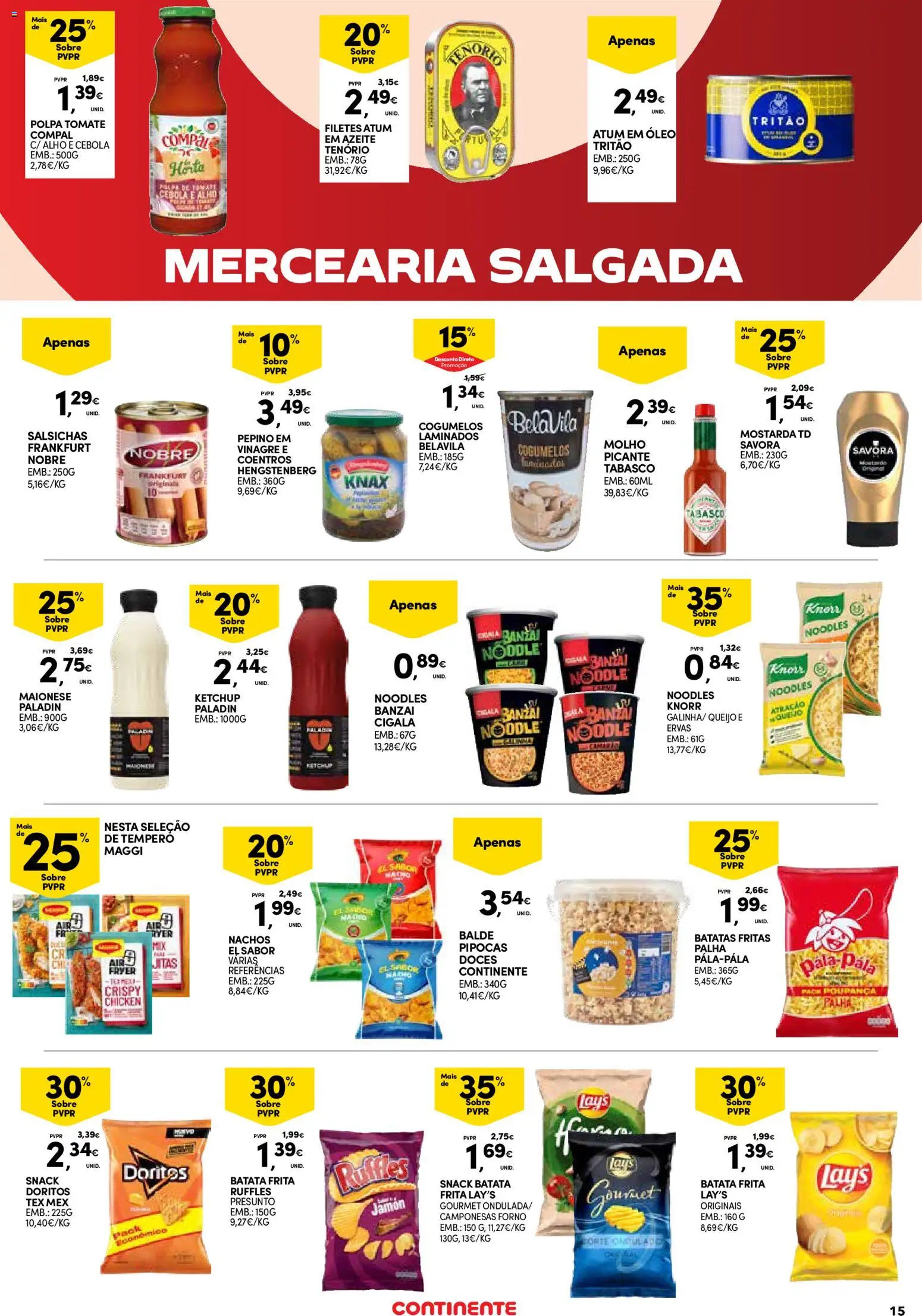 Continente - Açores: Folheto Quinzenal │ válido de 22.01.2026 | Página: 15 | Produtos: Vinagre, Maionese, Cogumelos, Batatas fritas