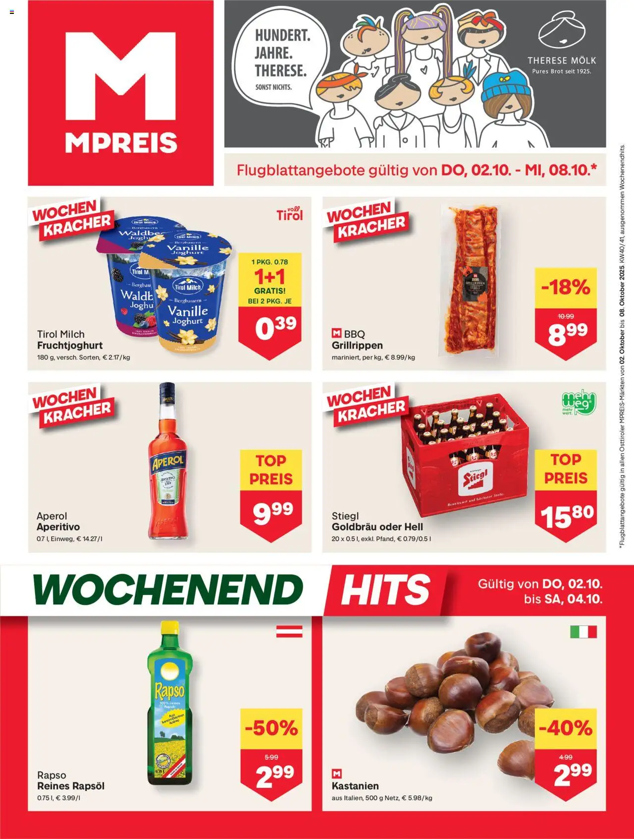 MPREIS Osttirol gültig ab 02.10.2025 | Seite: 1 | Produkte: Milch, Joghurt, Brot