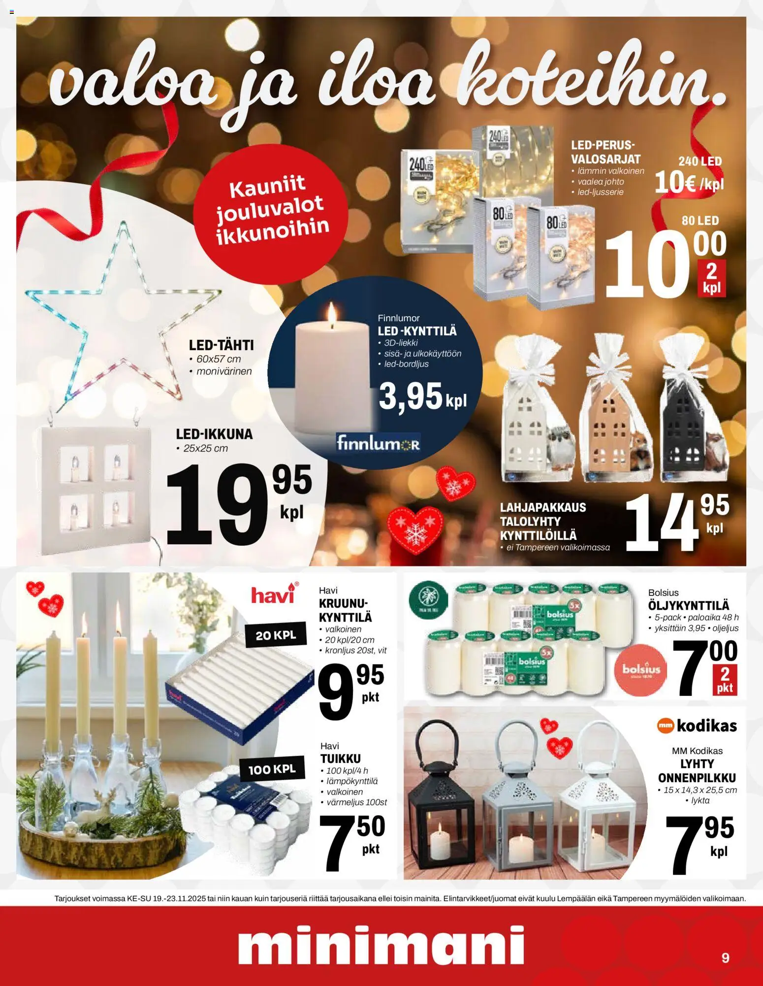 Minimani tarjoukset – voimassa 19.11.2025 alkaen | Sivu: 9 | Tuotteet: Lyhty, Jouluvalot