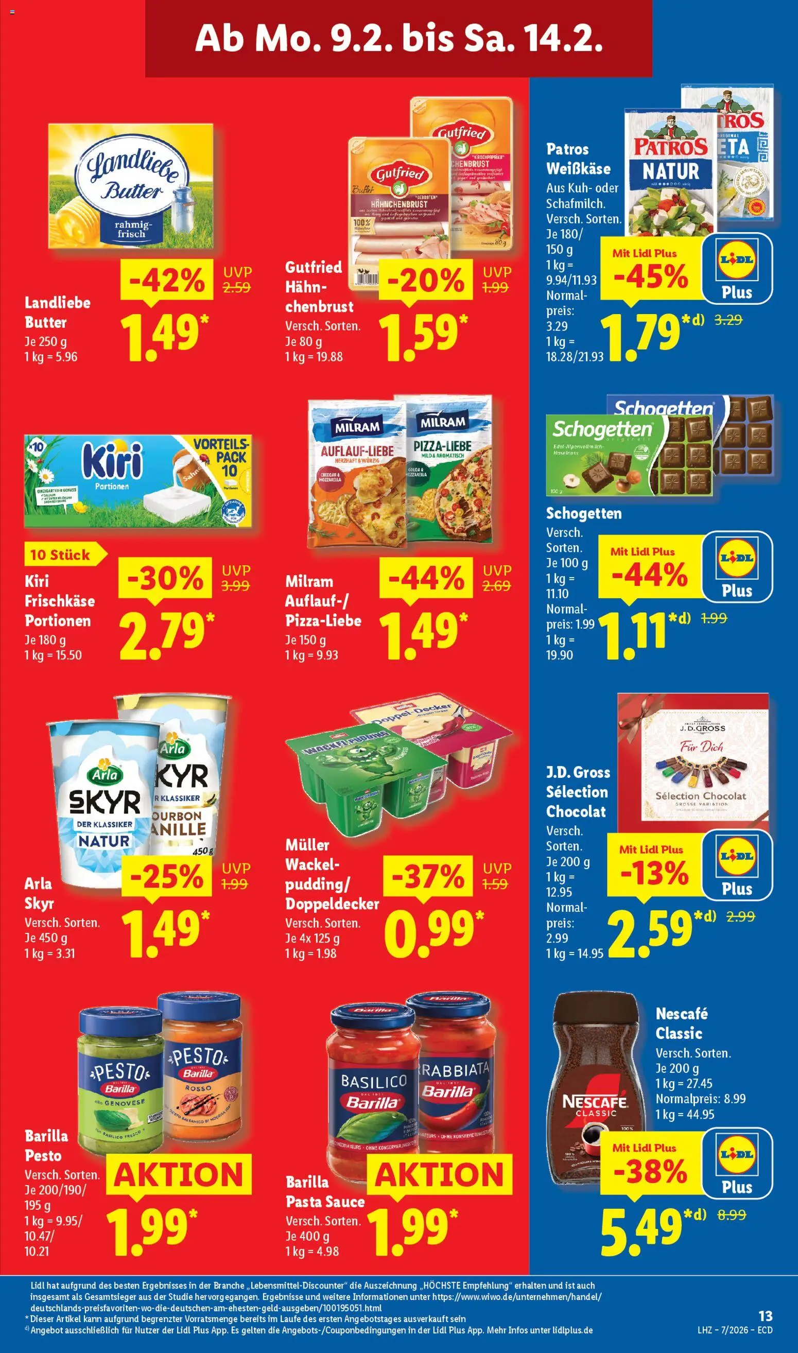 Lidl - Prospekt – gültig ab 09.02.2026 | Seite: 23 | Produkte: Nescafe, Barilla, Schogetten, Sahne