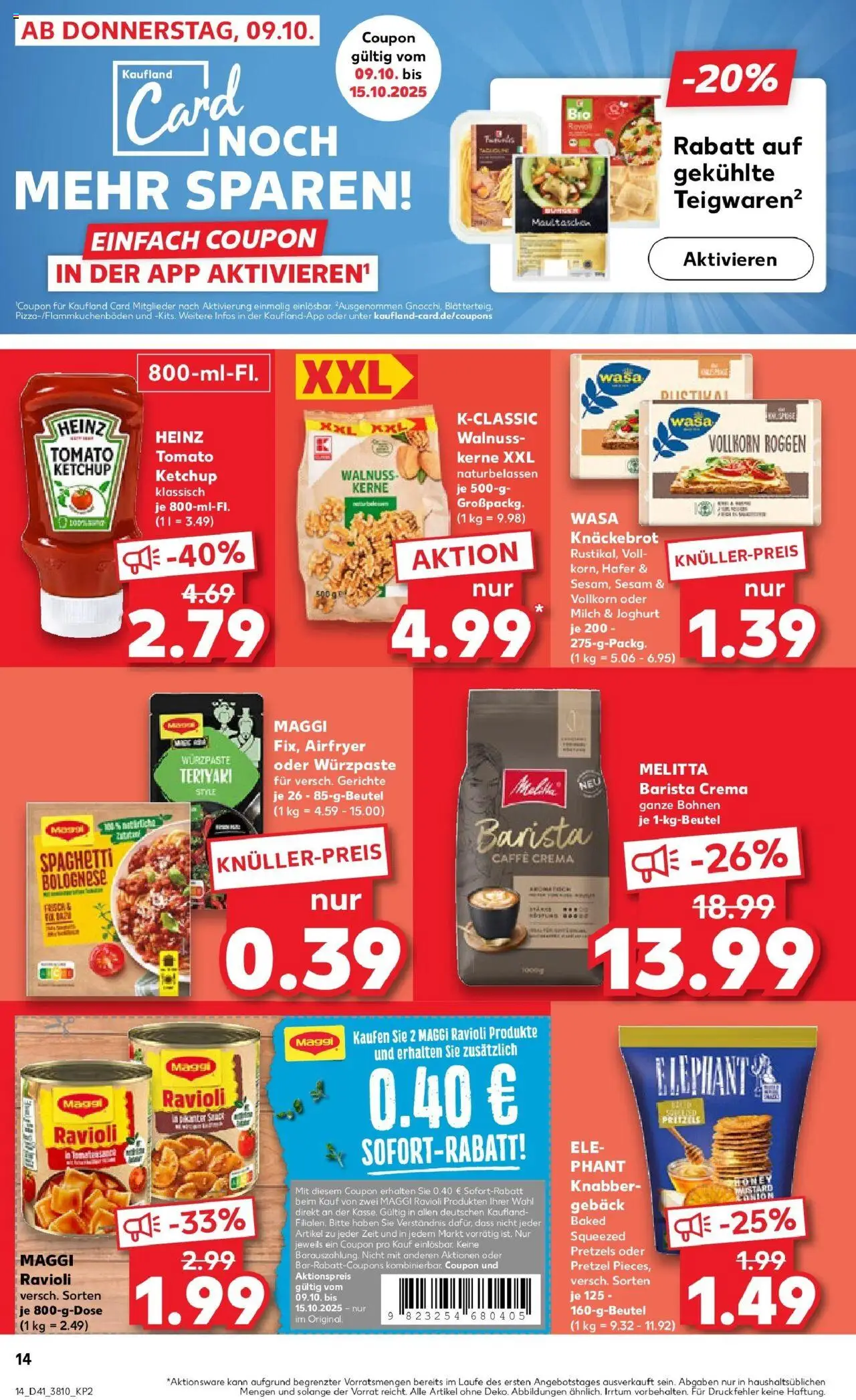 Kaufland prospekt Berlin	 – gültig ab 13.10.2025 | Seite: 14 | Produkte: Melitta, Joghurt, Wasa knackebrot, Ketchup