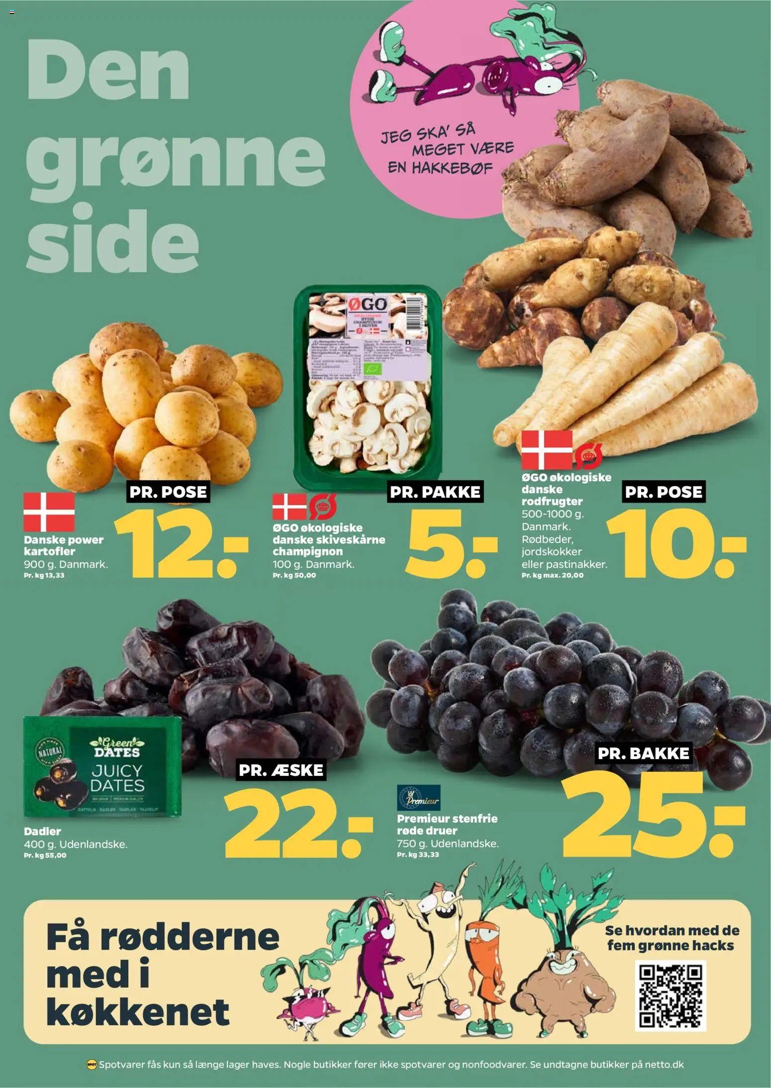 Netto tilbudsavis – gyldig fra 25.10.2025 | Side: 13 | Produkter: Champignon, Jordskokker, Kartofler, Dadler