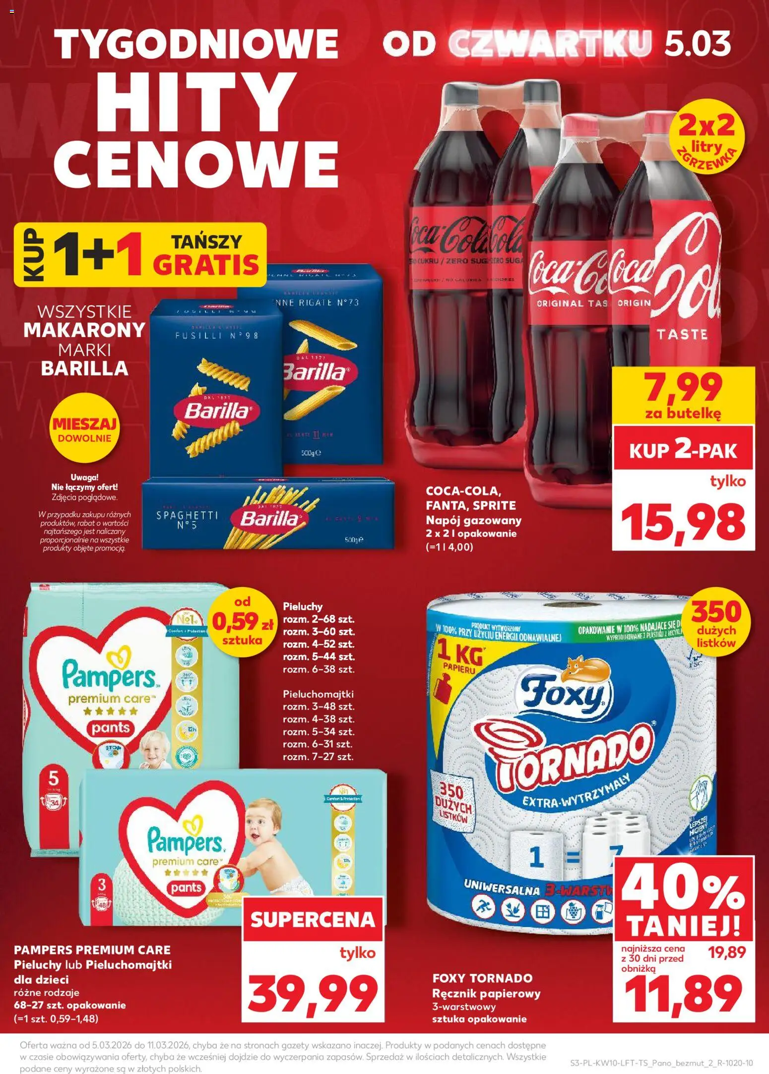 Kaufland Polsko leták od 05.03.2026 | Strana: 3 | Produkty: Pampers Premium Care, Sprite, Pants, Makarony