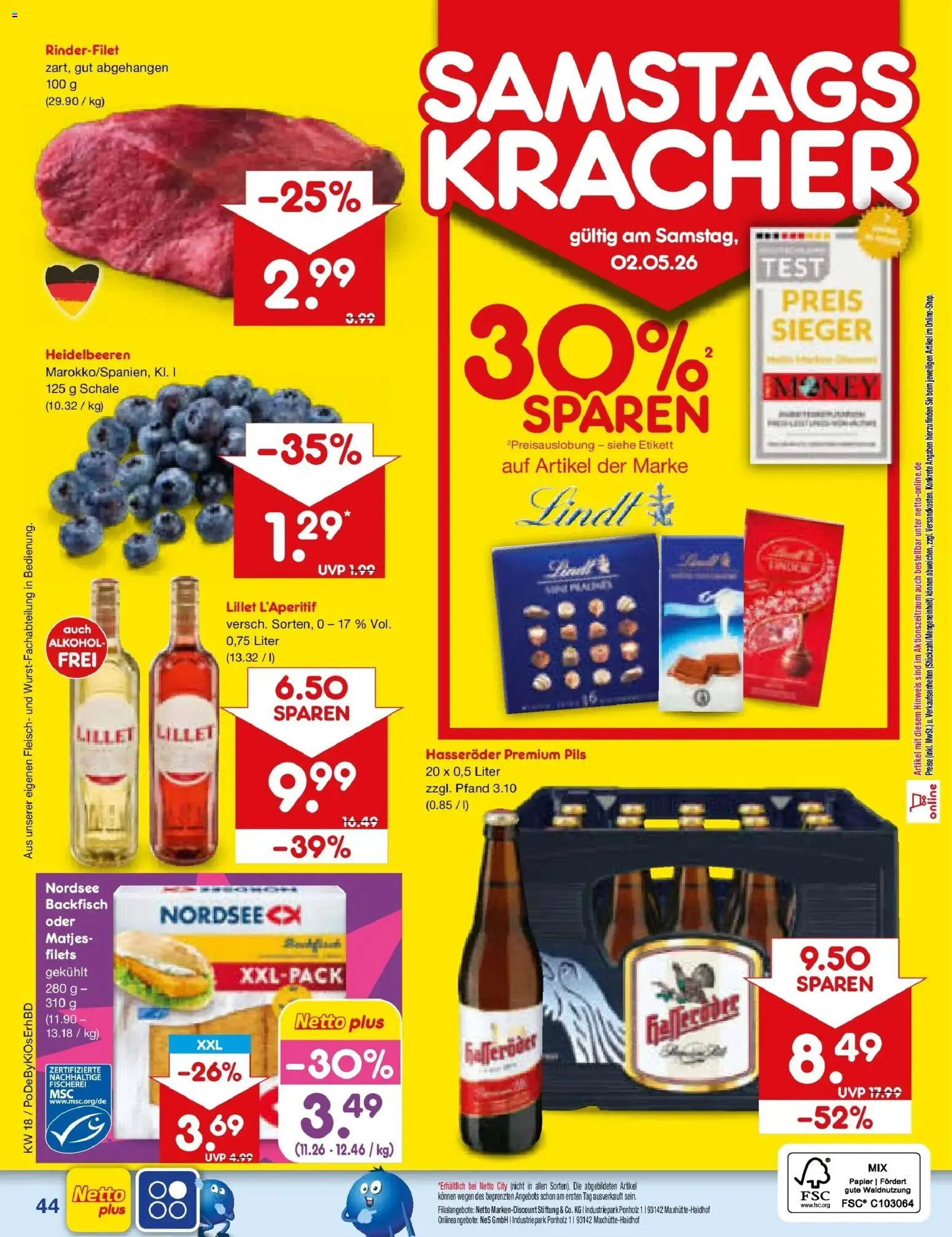 Netto Marken-Discount Prospekt Mistelbach	 – gültig ab 27.04.2026 | Seite: 60 | Produkte: Rinderfilet, Pils, Lillet, Heidelbeeren