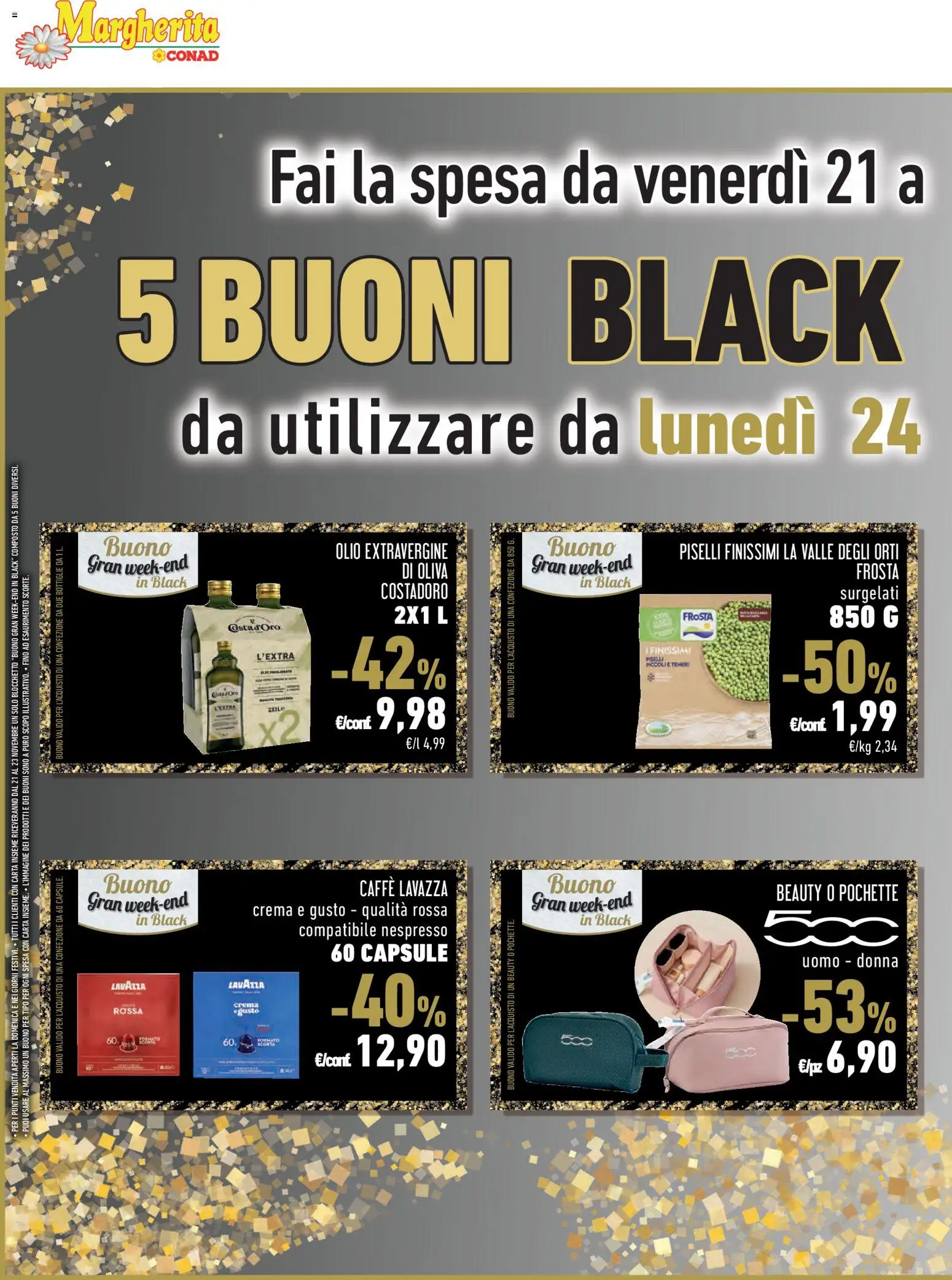 Volantino Conad del 19.11.2025 | Pagina: 4 | Prodotti: Caffè, Olio, Piselli, Lavazza