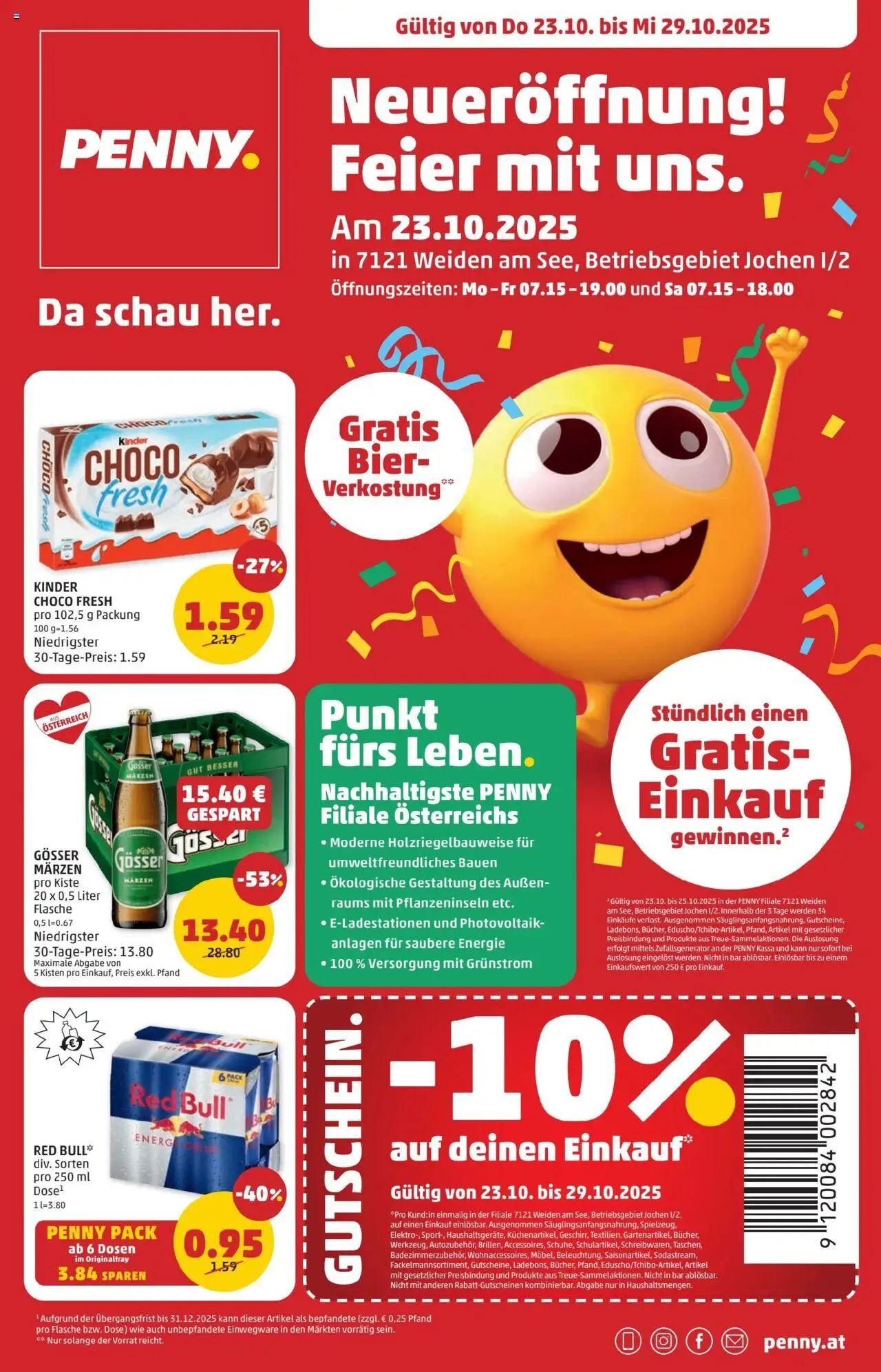 Penny Markt - Eröffnung in 7121 Weiden am See gültig ab 23.10.2025 | Seite: 1 | Produkte: Bier