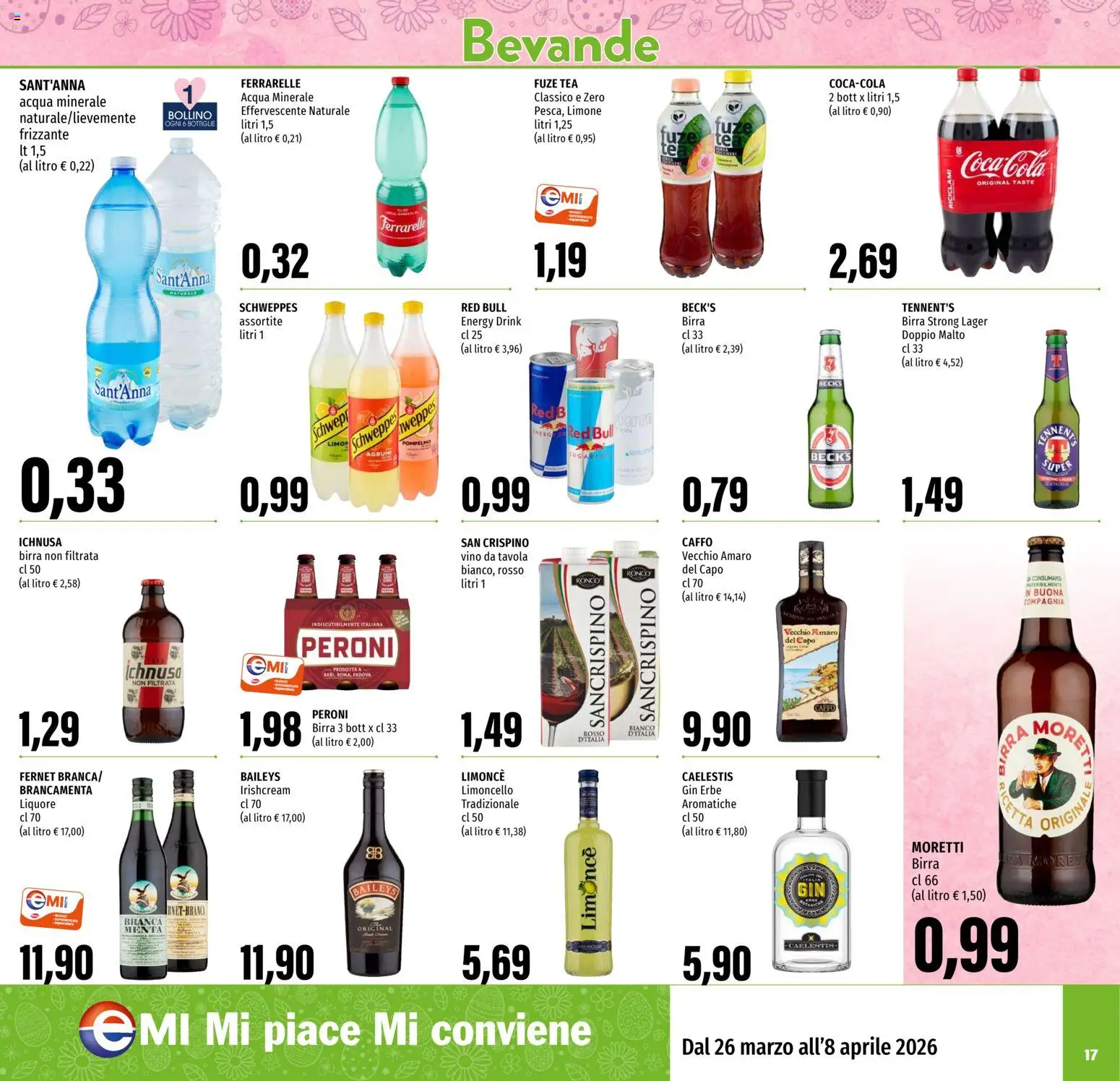 Volantino EMI del 26.03.2026 | Pagina: 17 | Prodotti: Limone, Vino, Agrumi, Ferrarelle