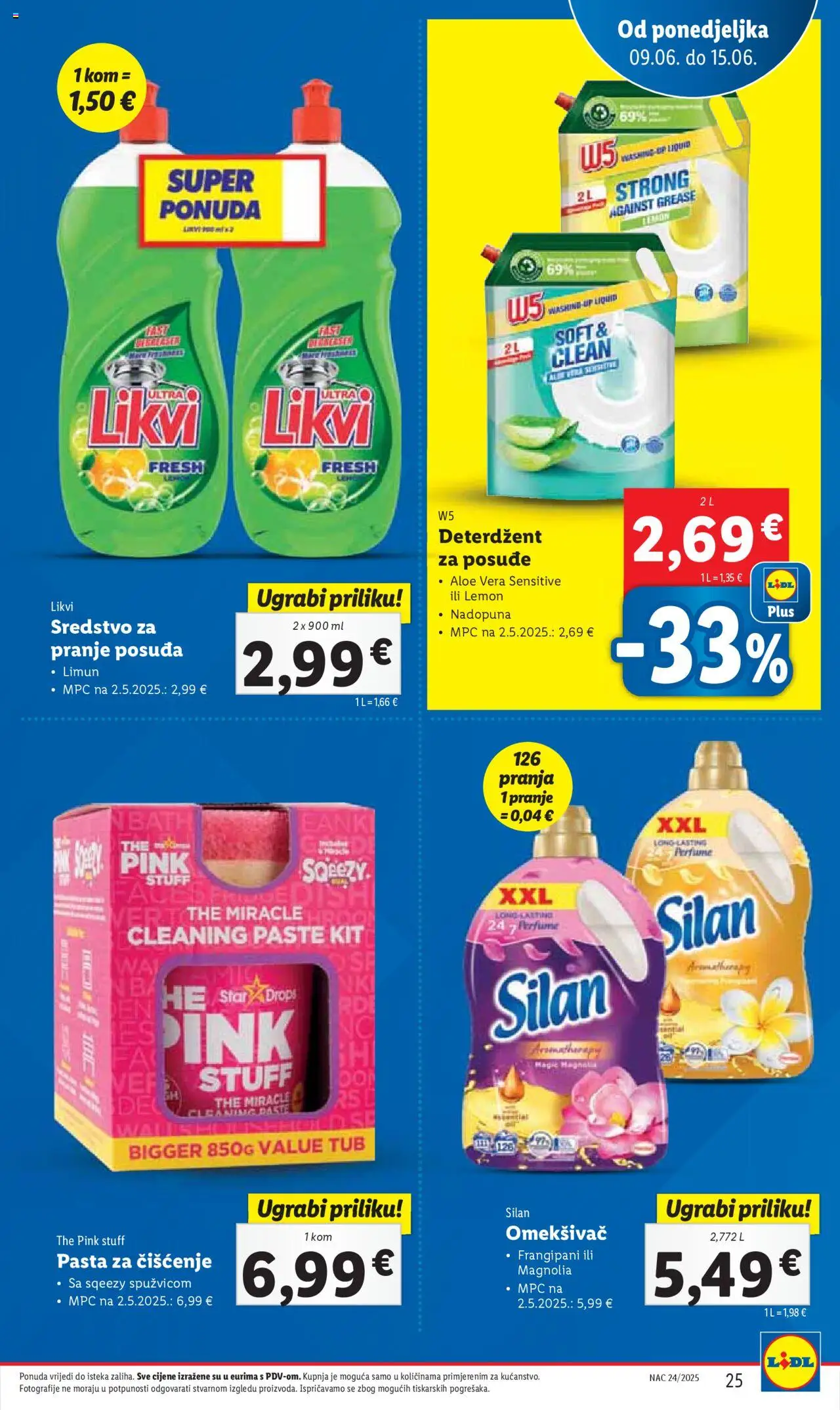 Lidl katalog | vrijedi od 09.06.2025 | Stranica: 25 | Proizvodi: Omekšivač, Deterdžent, Limun, Pasta
