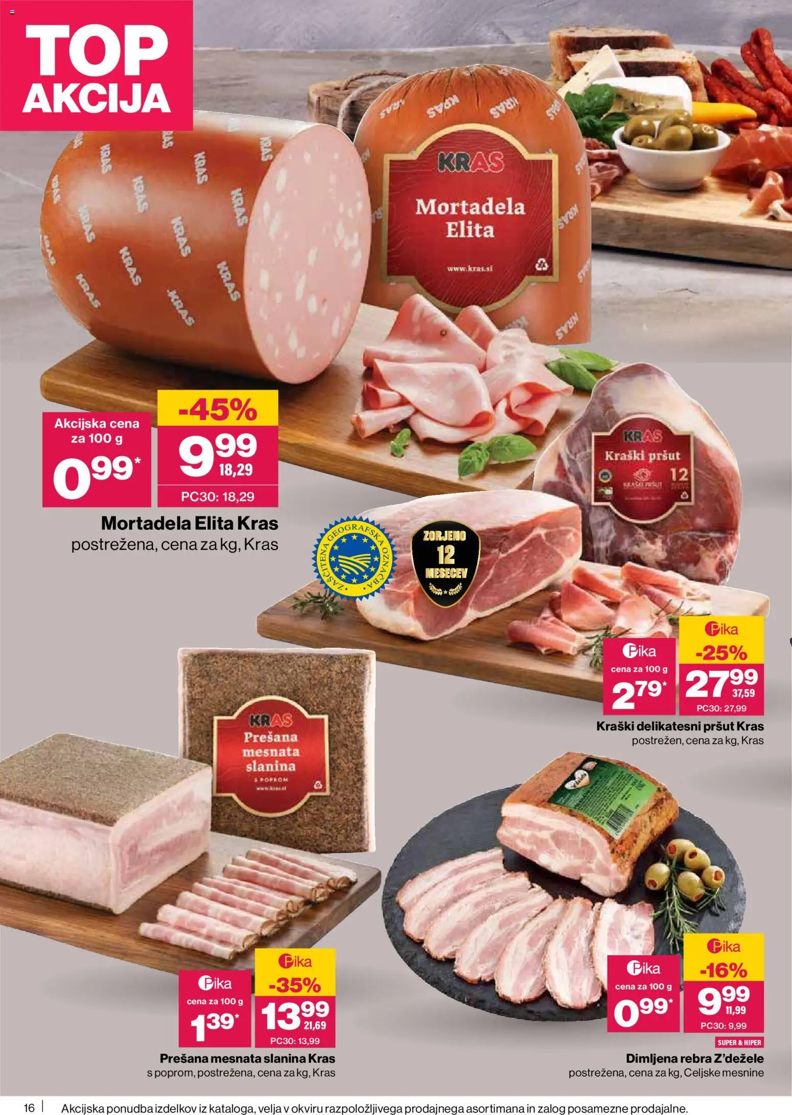 Novi Mercator katalog ponudbe – veljaven od 20.11.2025 | Stran: 16 | Izdelki: Pršut, Mortadela, Slanina