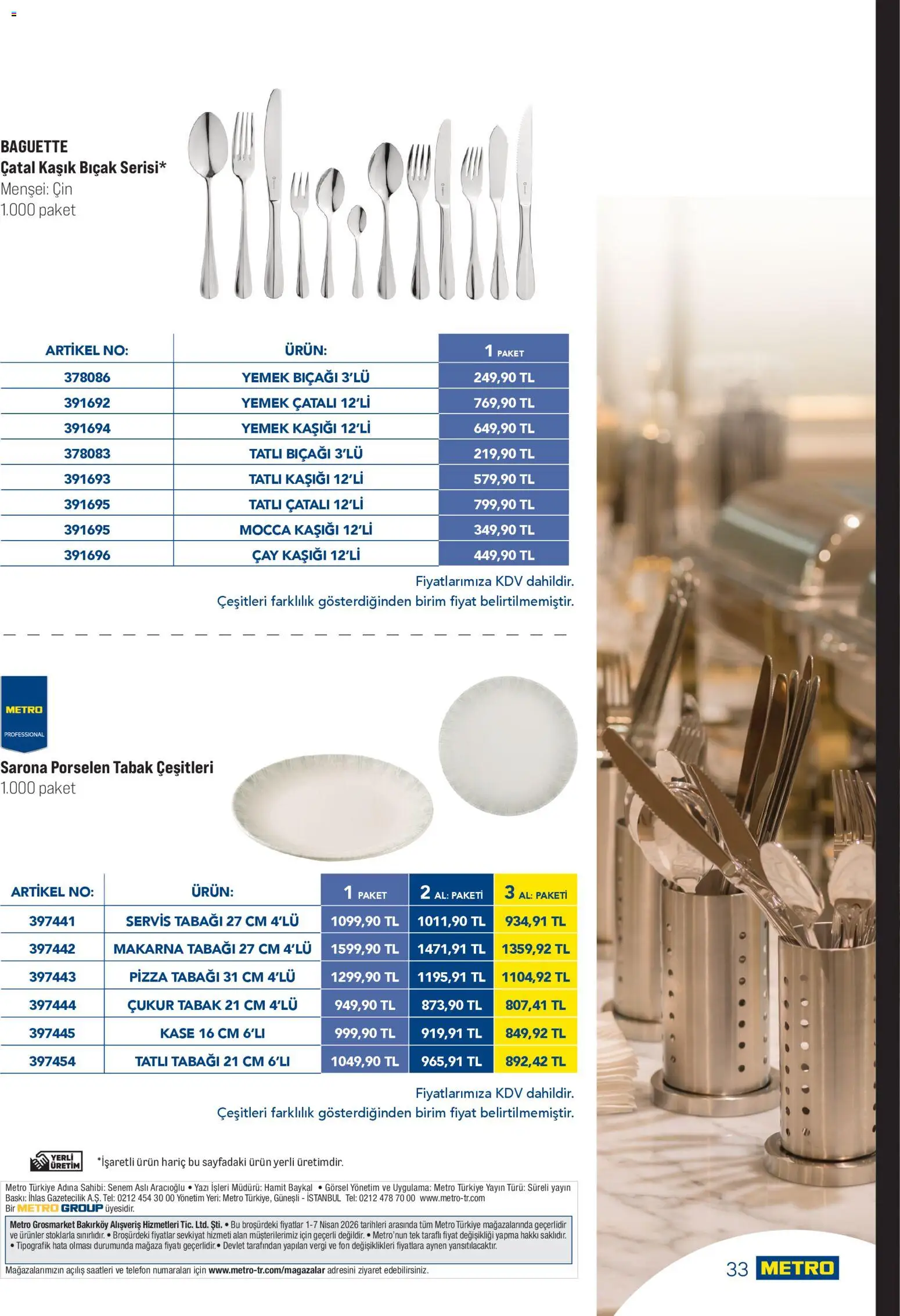 Metro - Şehir Otelleri - 01.04.2026 tarihinden itibaren geçerlidir | Sayfa: 33