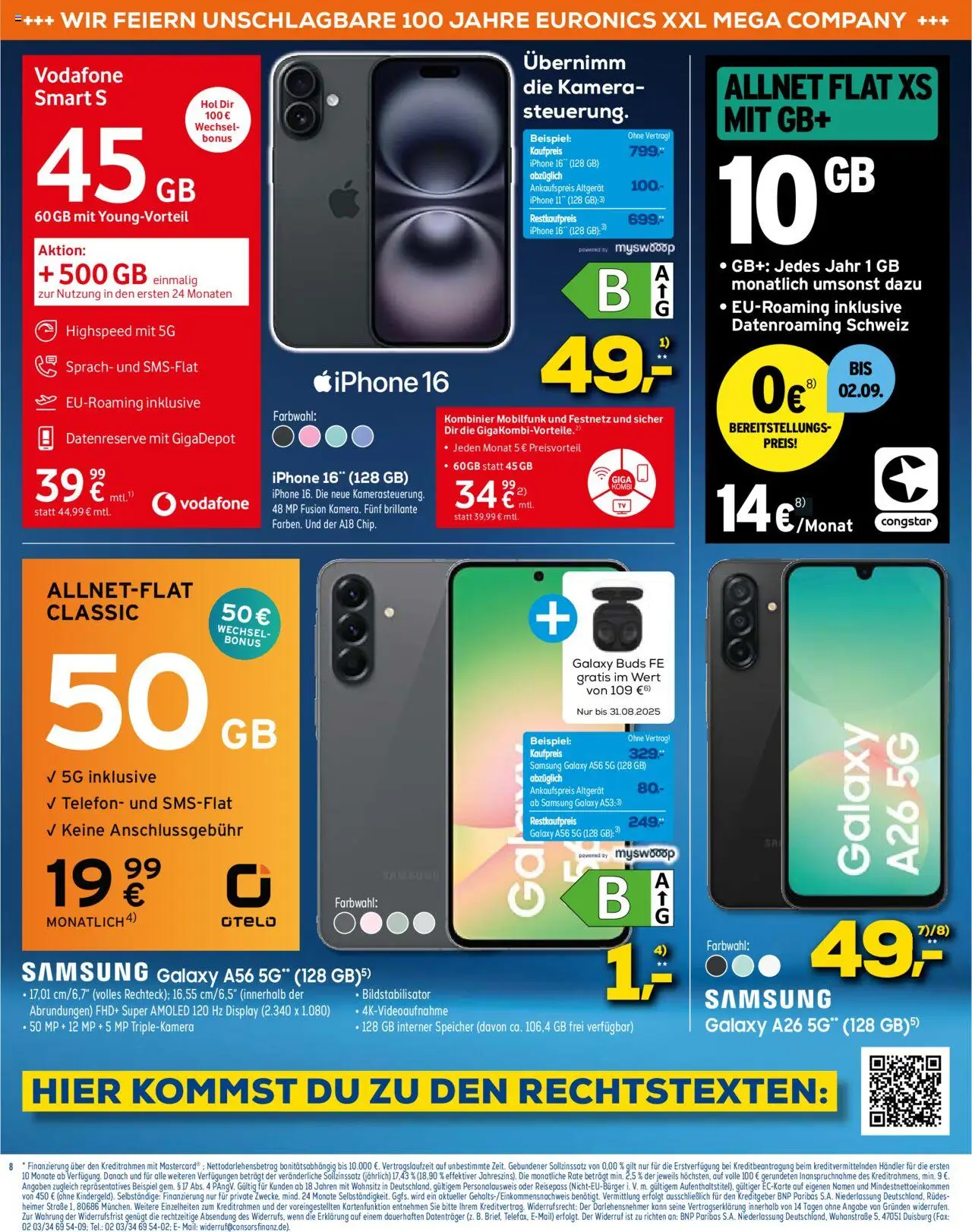 Euronics  Unsere aktuelle Werbung! - gültig ab dem 27.08.2025 | Seite: 8 | Produkte: Kamera, Samsung, Iphone, Telefon