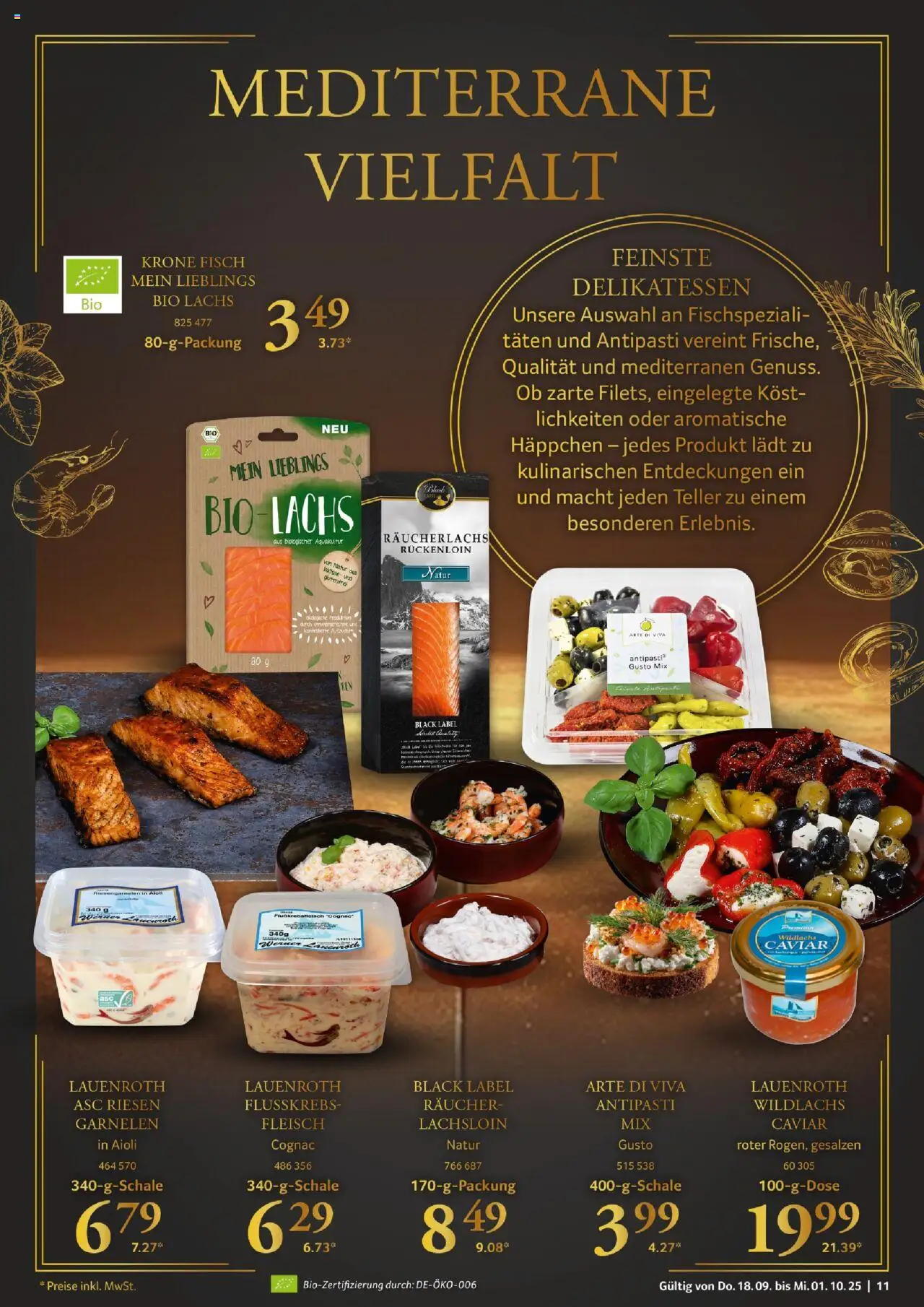 Selgros Für Genießer  – gültig ab 18.09.2025 | Seite: 11 | Produkte: Garnelen, Lachs, Räucherlachs, Fleisch