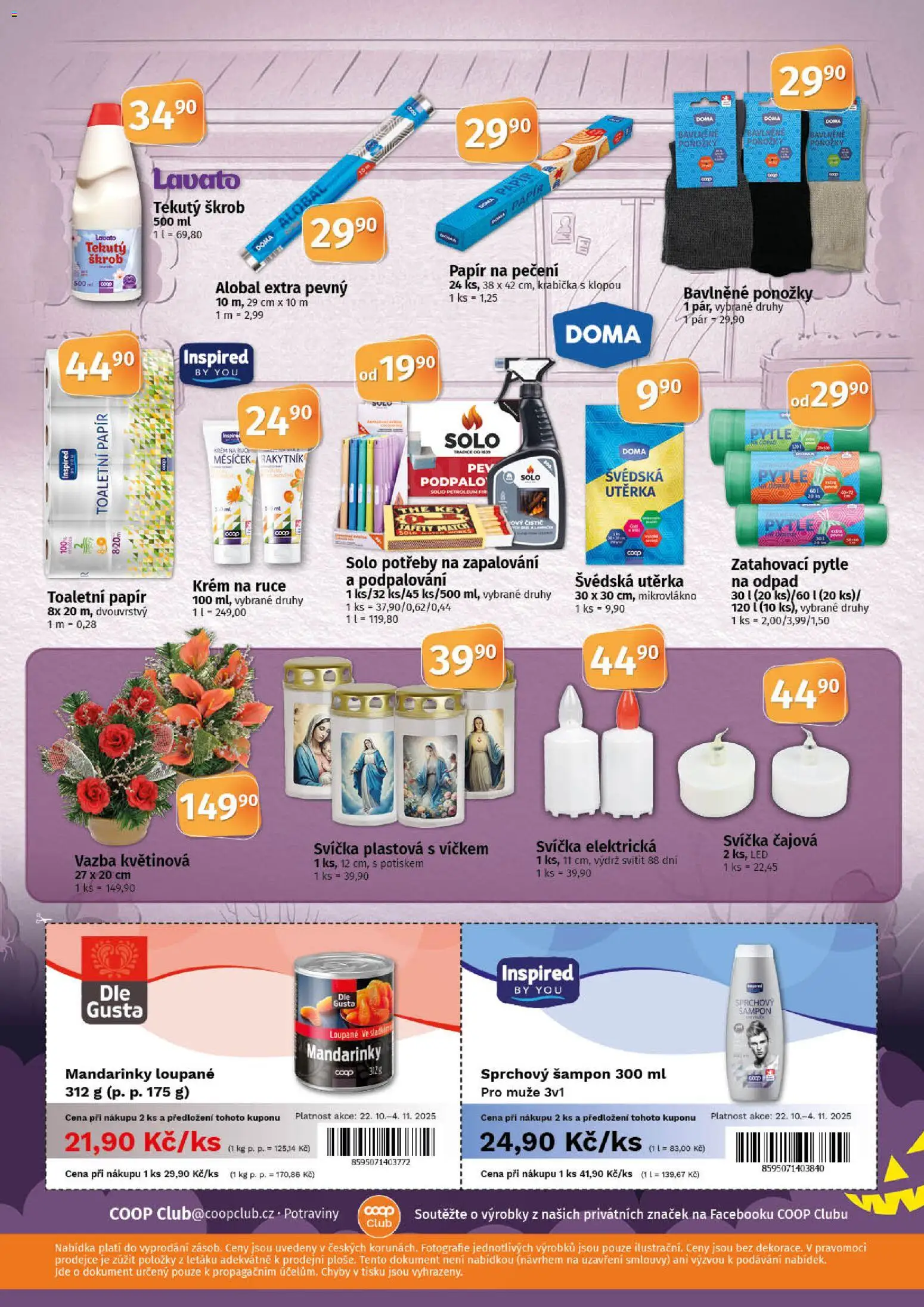 Coop leták - Tuty od 22.10.2025 | Strana: 10 | Produkty: Mandarinky, Škrob, Svíčka, Šampon