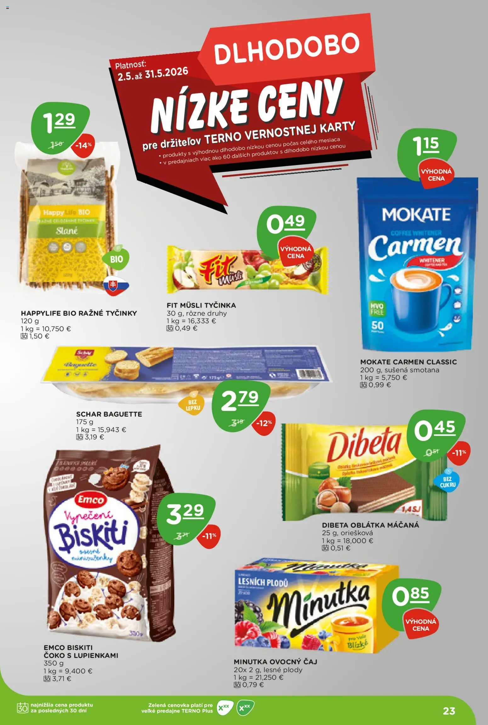 Nové Terno akcie – leták je platný od 30.04.2026 | Strana: 23 | Produkty: Čaj, Smotana