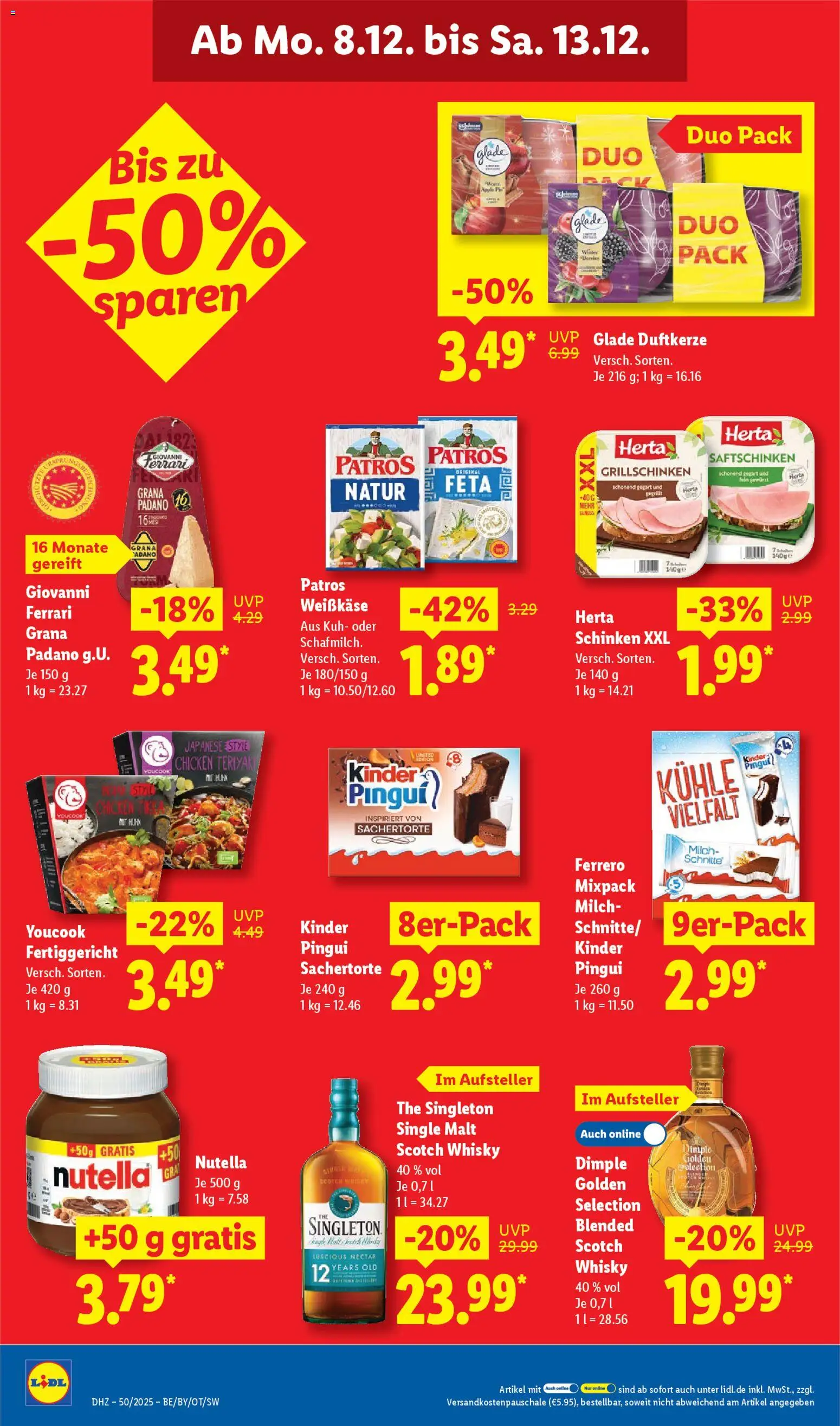 Lidl Prospekt Grimma – gültig ab 08.12.2025 | Seite: 12 | Produkte: Whisky, Feta, Patros, Schinken