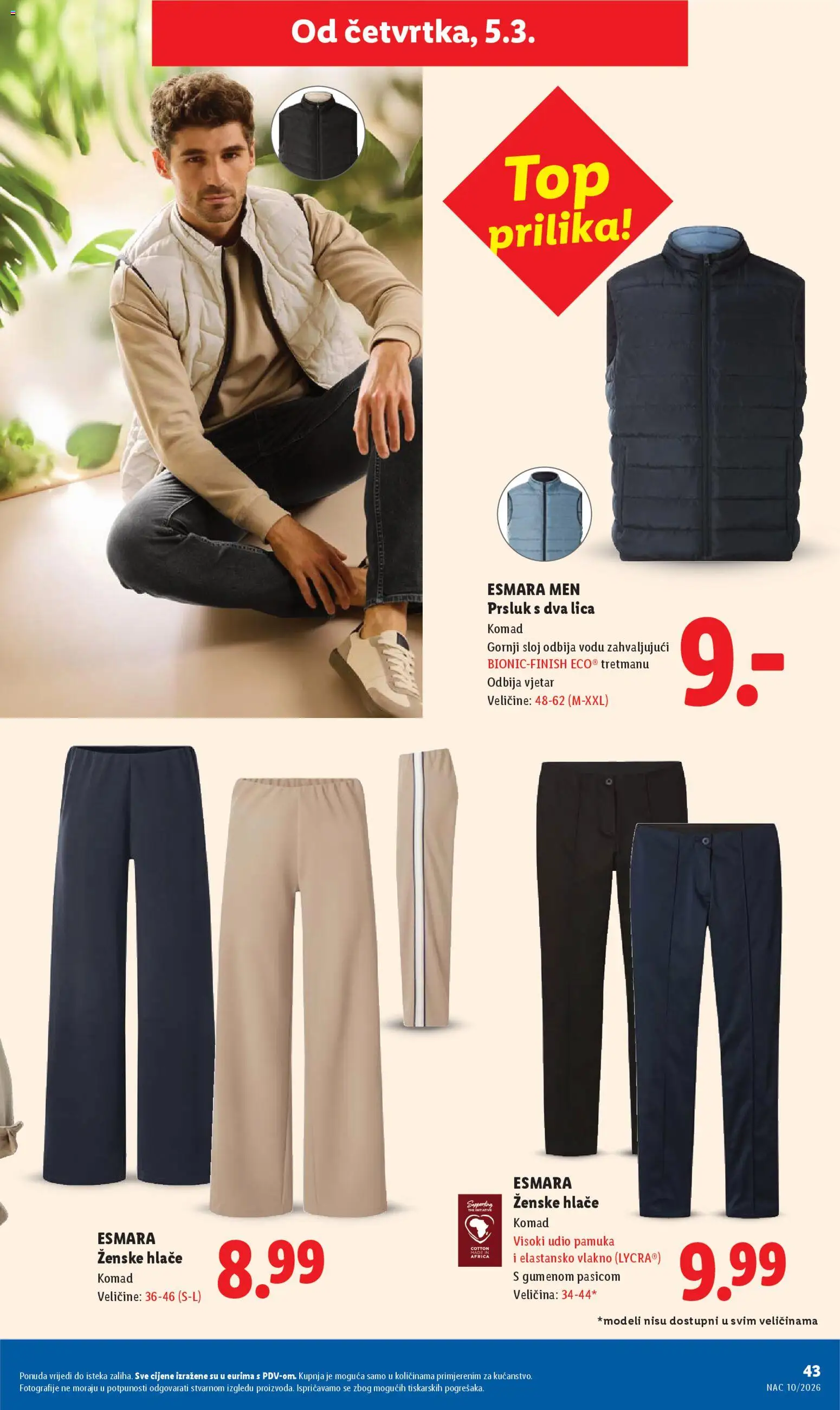 Lidl katalog | vrijedi od 02.03.2026 | Stranica: 43 | Proizvodi: Prsluk, Hlače