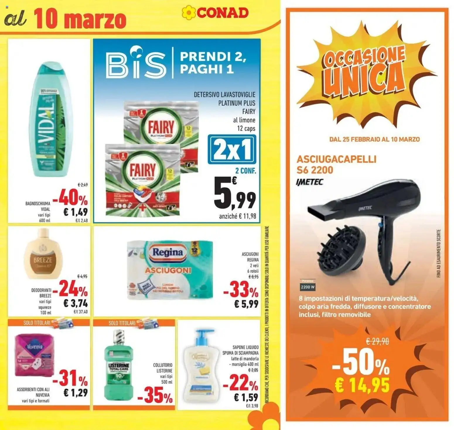 Volantino Conad del 25.02.2026 | Pagina: 35 | Prodotti: Sapone, Collutorio, Limone, Asciugacapelli
