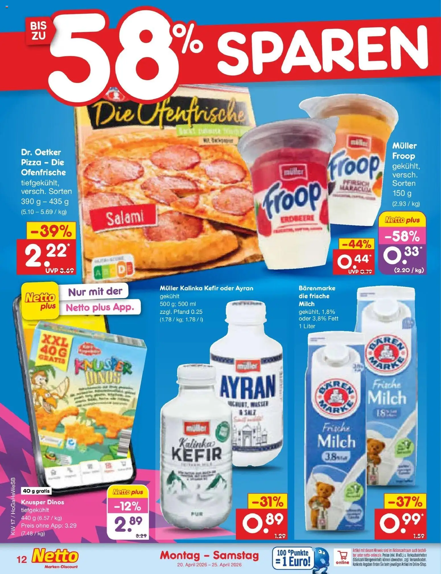 Netto Marken-Discount Prospekt Bremen-Lesum	 – gültig ab 20.04.2026 | Seite: 14 | Produkte: Kefir, Ofenfrische, Salami, Pizza
