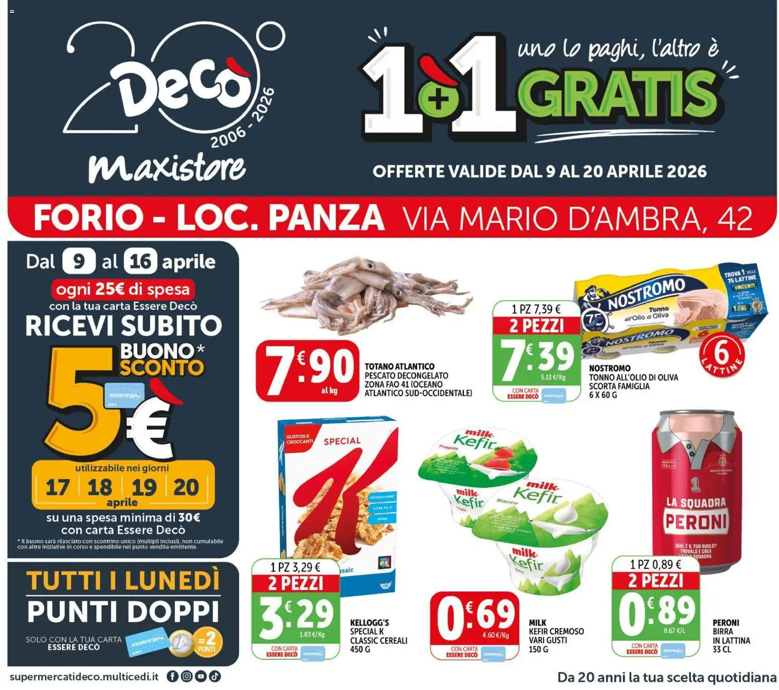 Volantino Decò del 09.04.2026 | Pagina: 1 | Prodotti: Birra, Cereali, Tonno, Totano