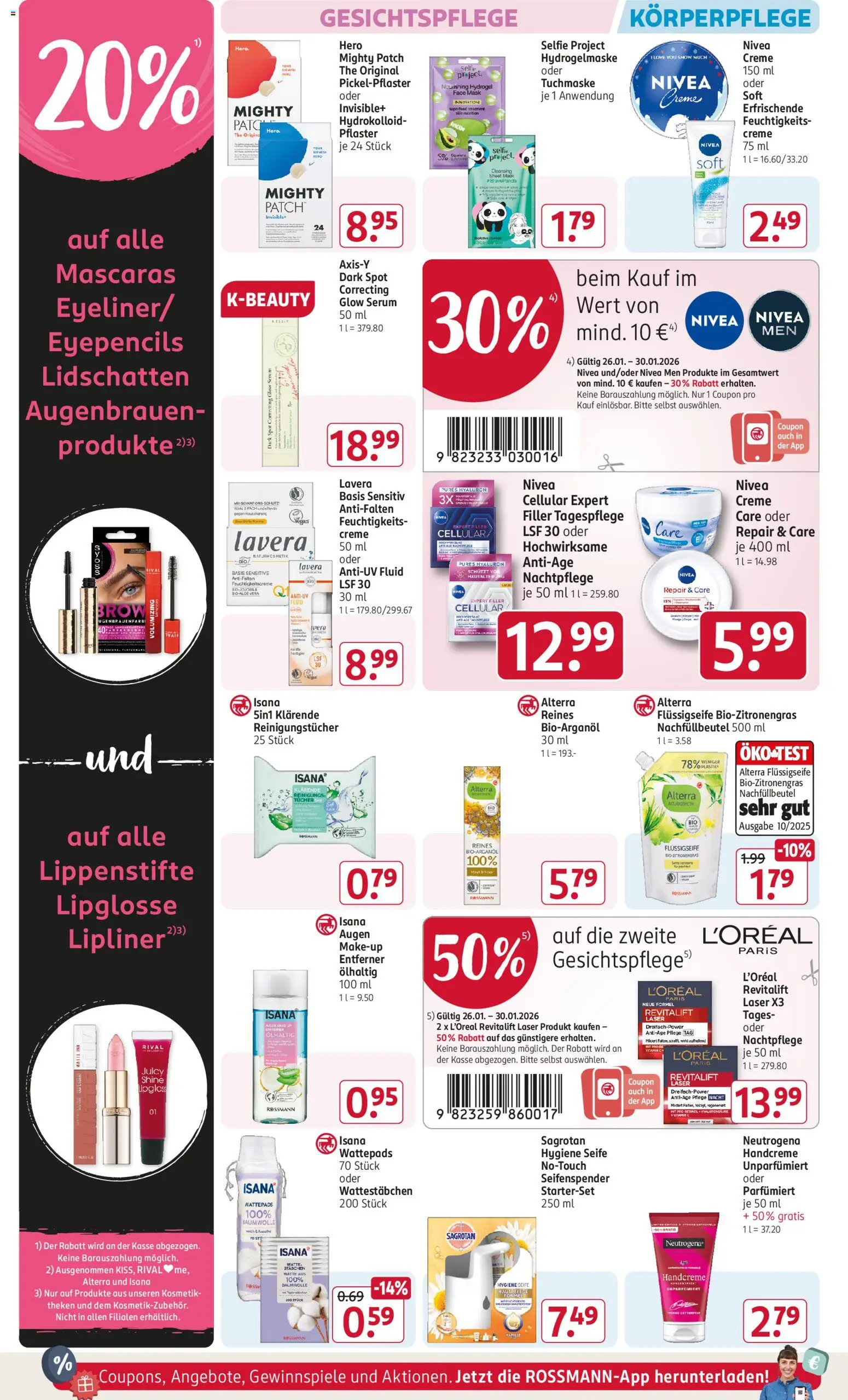 Rossmann Prospekt 	 – gültig ab 26.01.2026 | Seite: 6 | Produkte: Wattestäbchen, Wattepads, Lipgloss, Serum