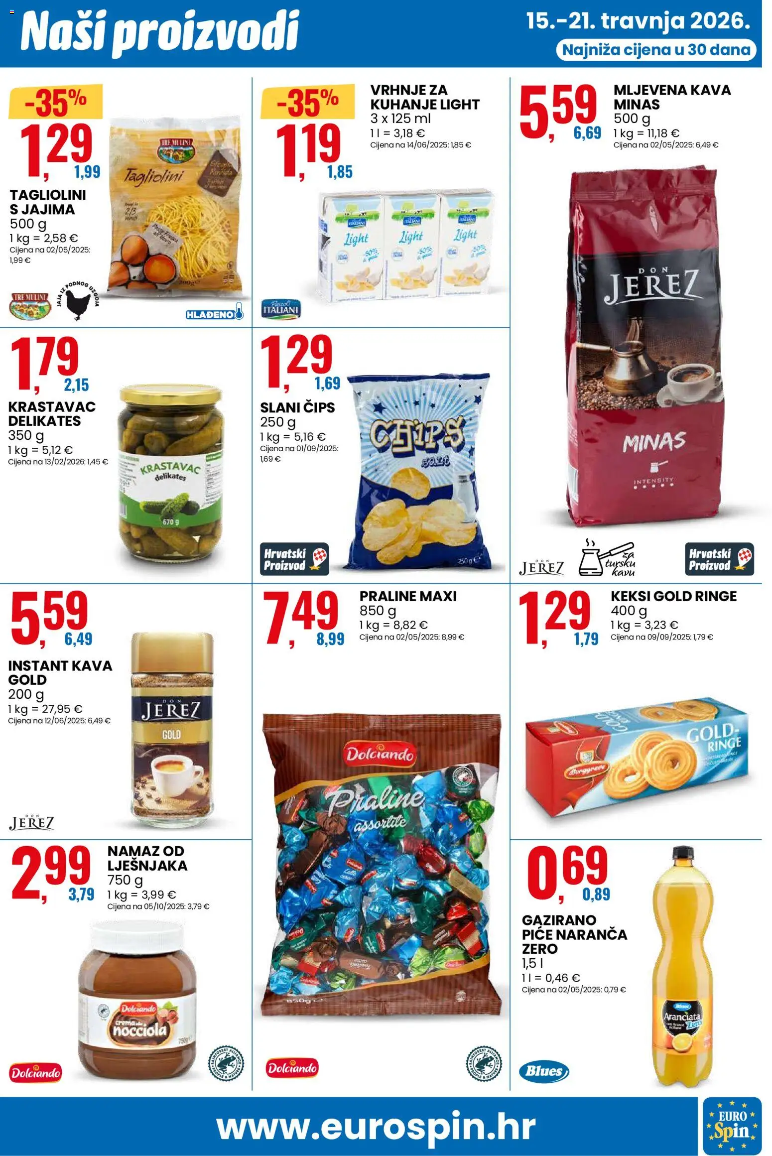 Eurospin katalog | vrijedi od 15.04.2026 | Stranica: 11 | Proizvodi: Mljevena kava, Keksi, Kava, Namaz od lješnjaka