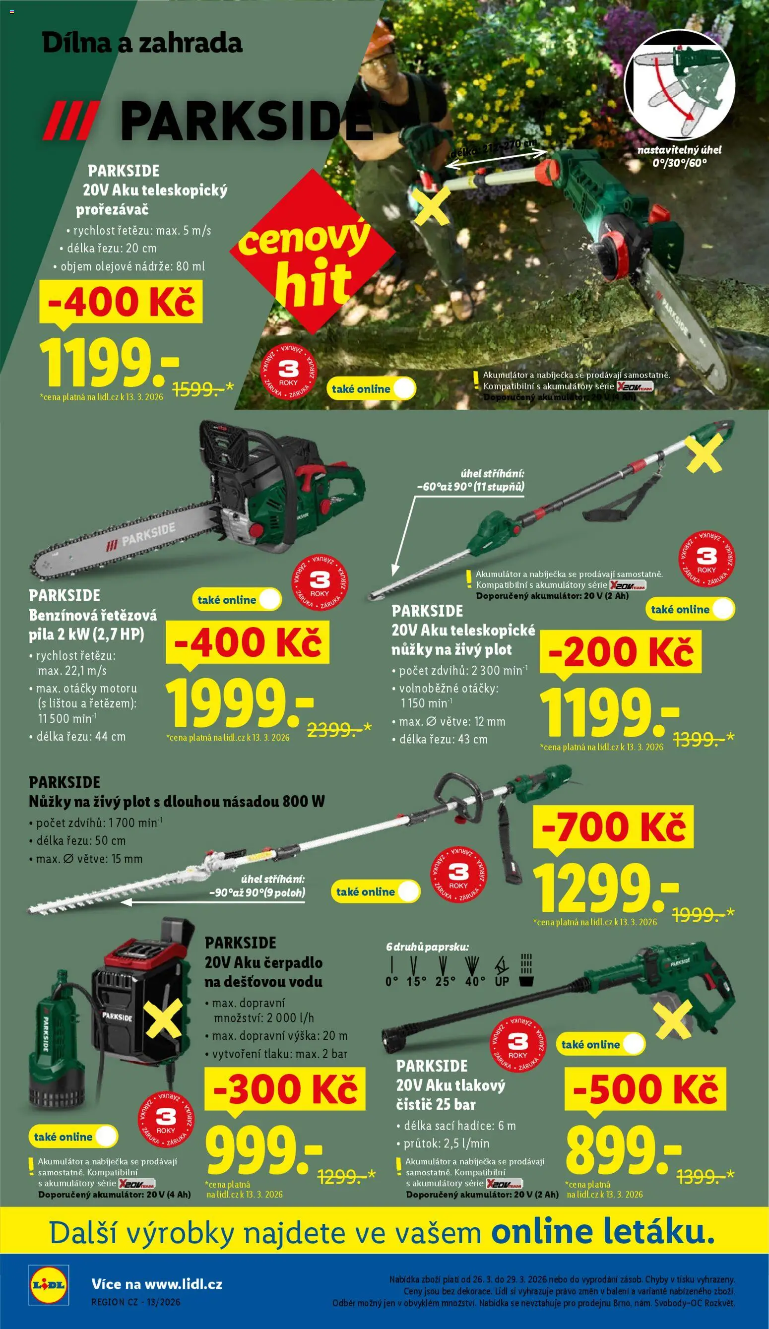 Lidl leták - Spotřební zboží od 23.03.2026 | Strana: 22 | Produkty: Nůžky, Tlakový čistič, Hadice, Teleskopické nůžky na živý plot