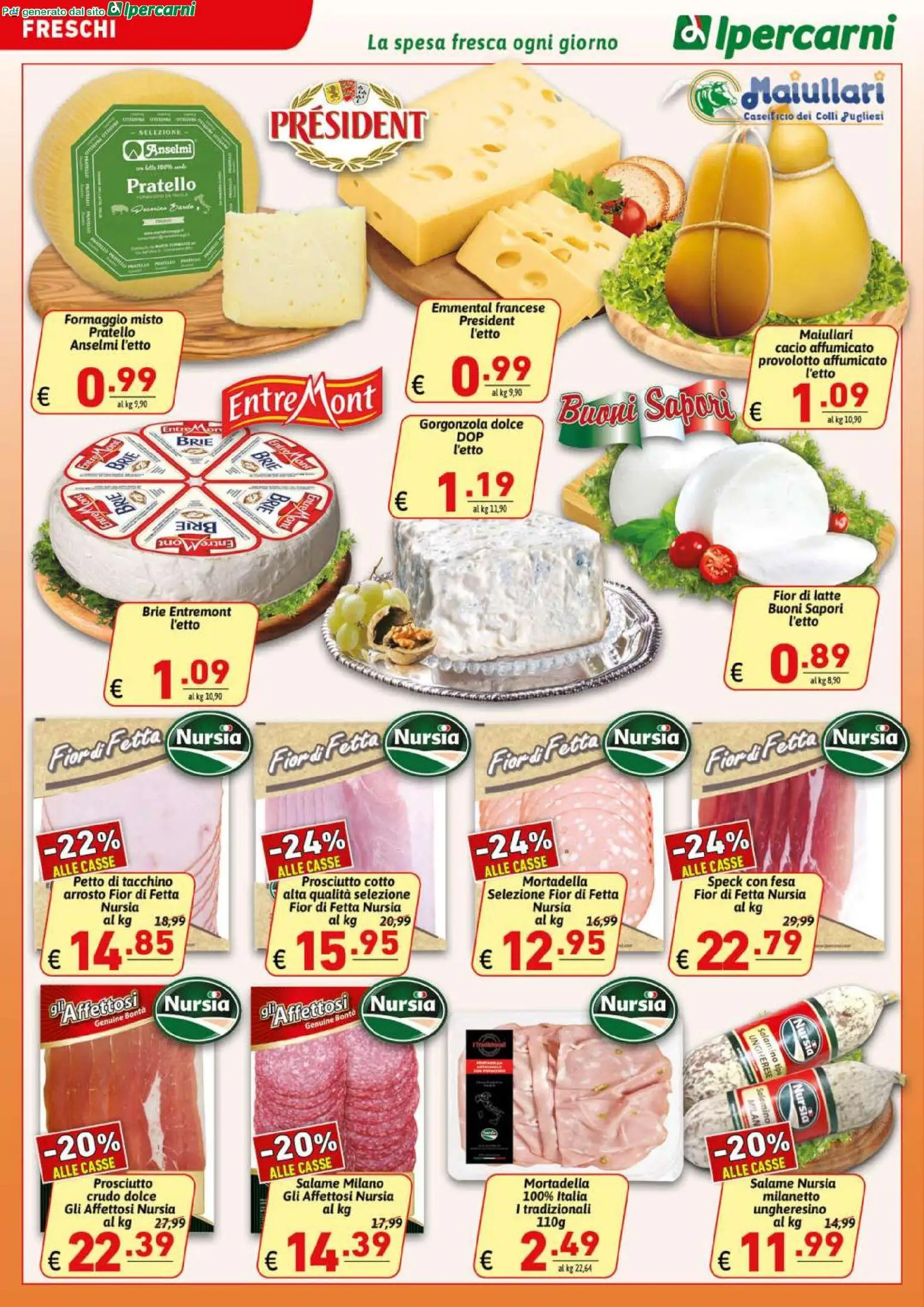 Volantino Ipercarni del 13.02.2026 | Pagina: 10 | Prodotti: Prosciutto Cotto, Salame, Mortadella, Emmental