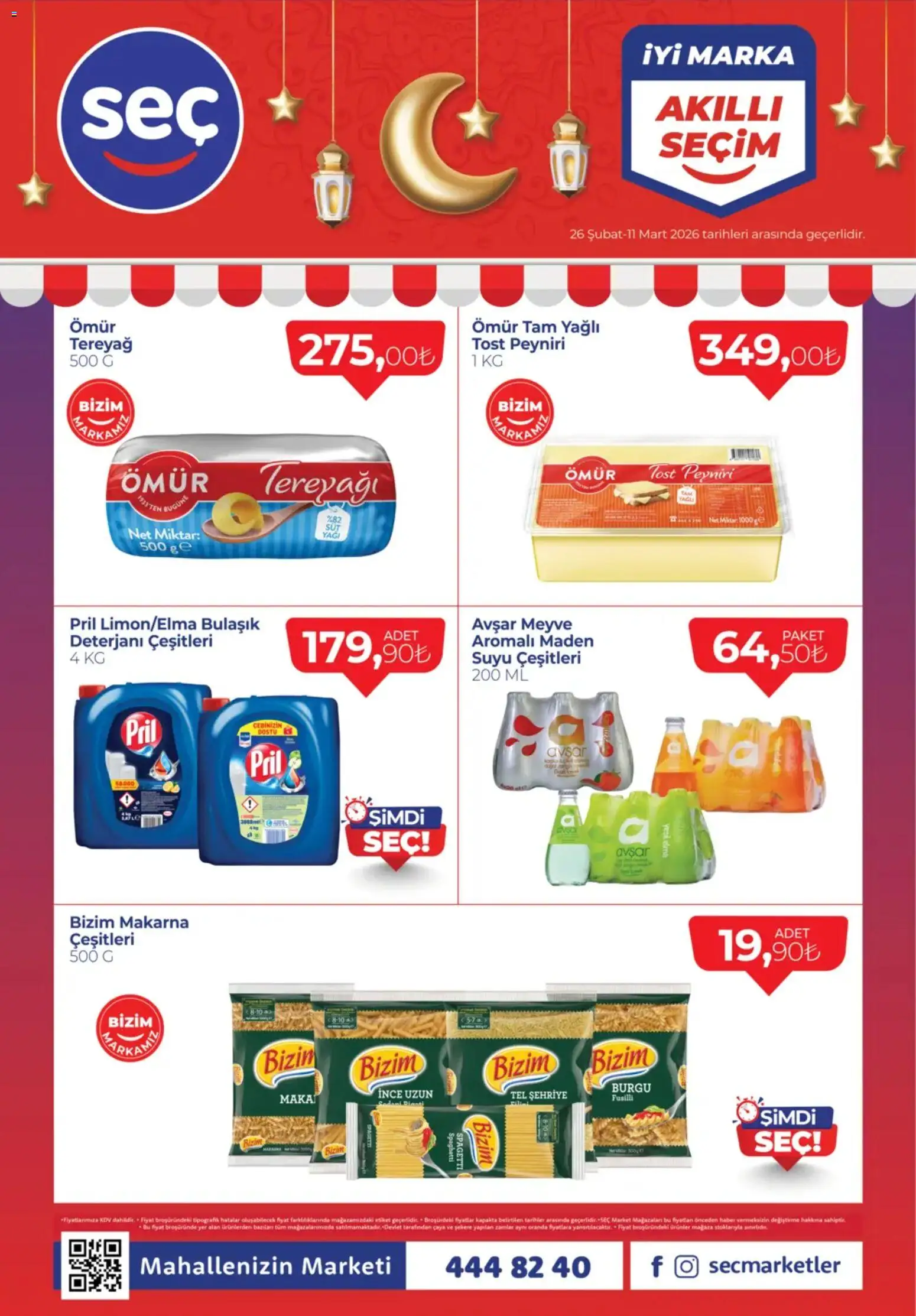 Seç Market Katalog - 26.02.2026 tarihinden itibaren geçerlidir | Sayfa: 1 | Ürünler: Tereyağı, Elma, Makarna, Meyve