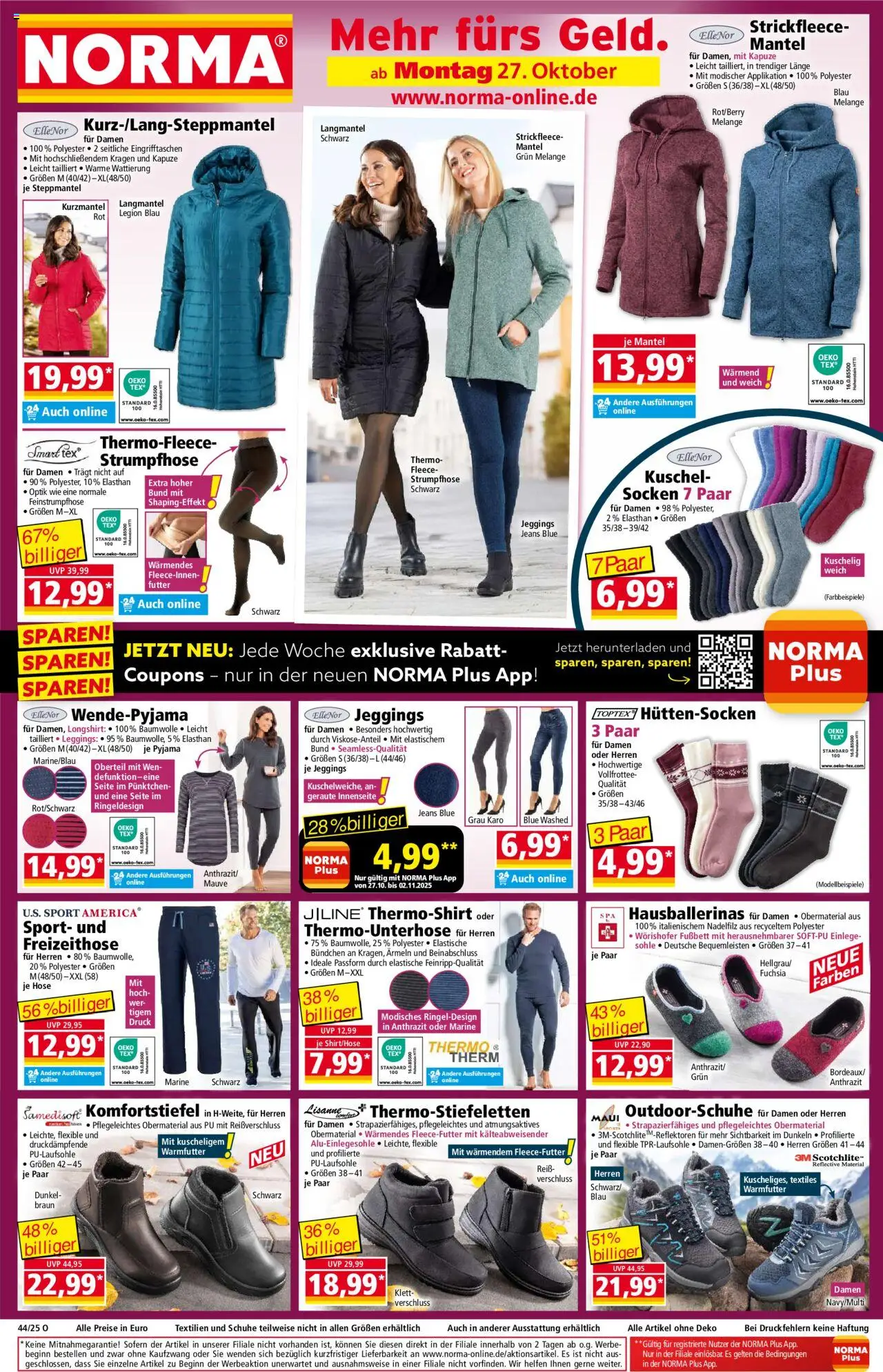 Norma Prospekt 	 – gültig ab 27.10.2025 | Seite: 1 | Produkte: Mantel, Hose, Jeans, Strumpfhose