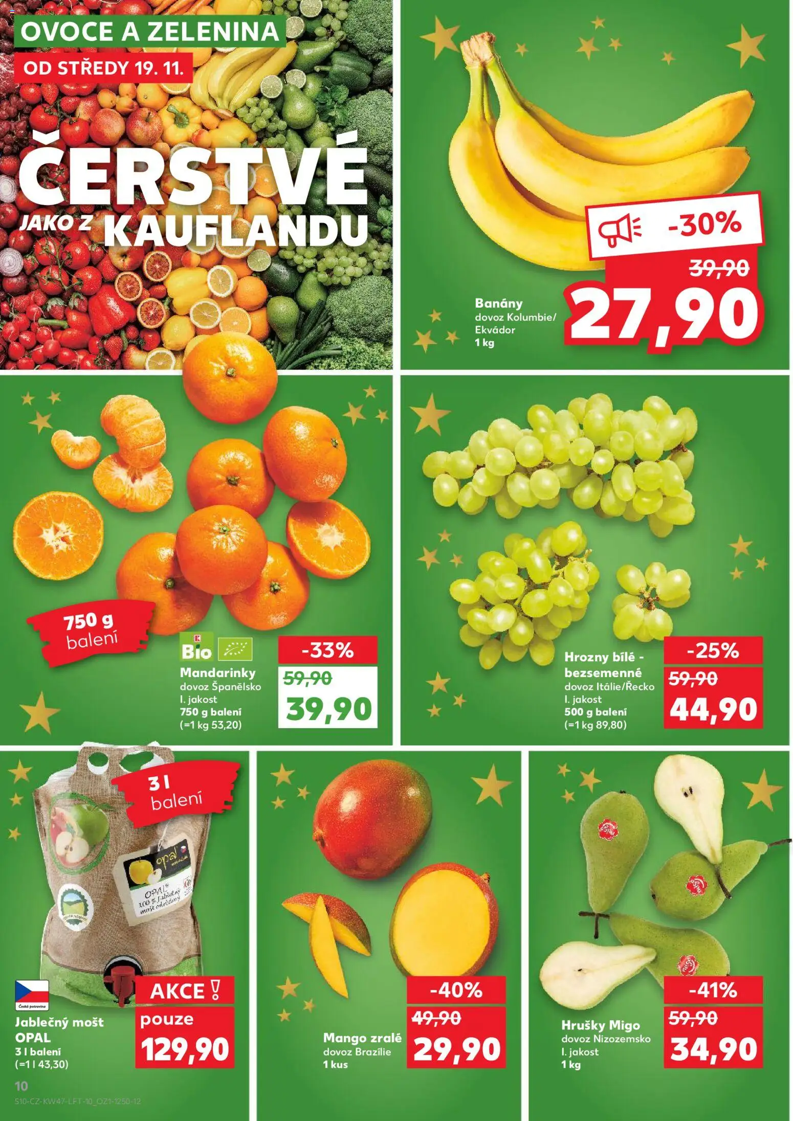 Kaufland leták - Chomutov od 19.11.2025 | Strana: 10 | Produkty: Ovoce, Mango, Hrušky, Mandarinky