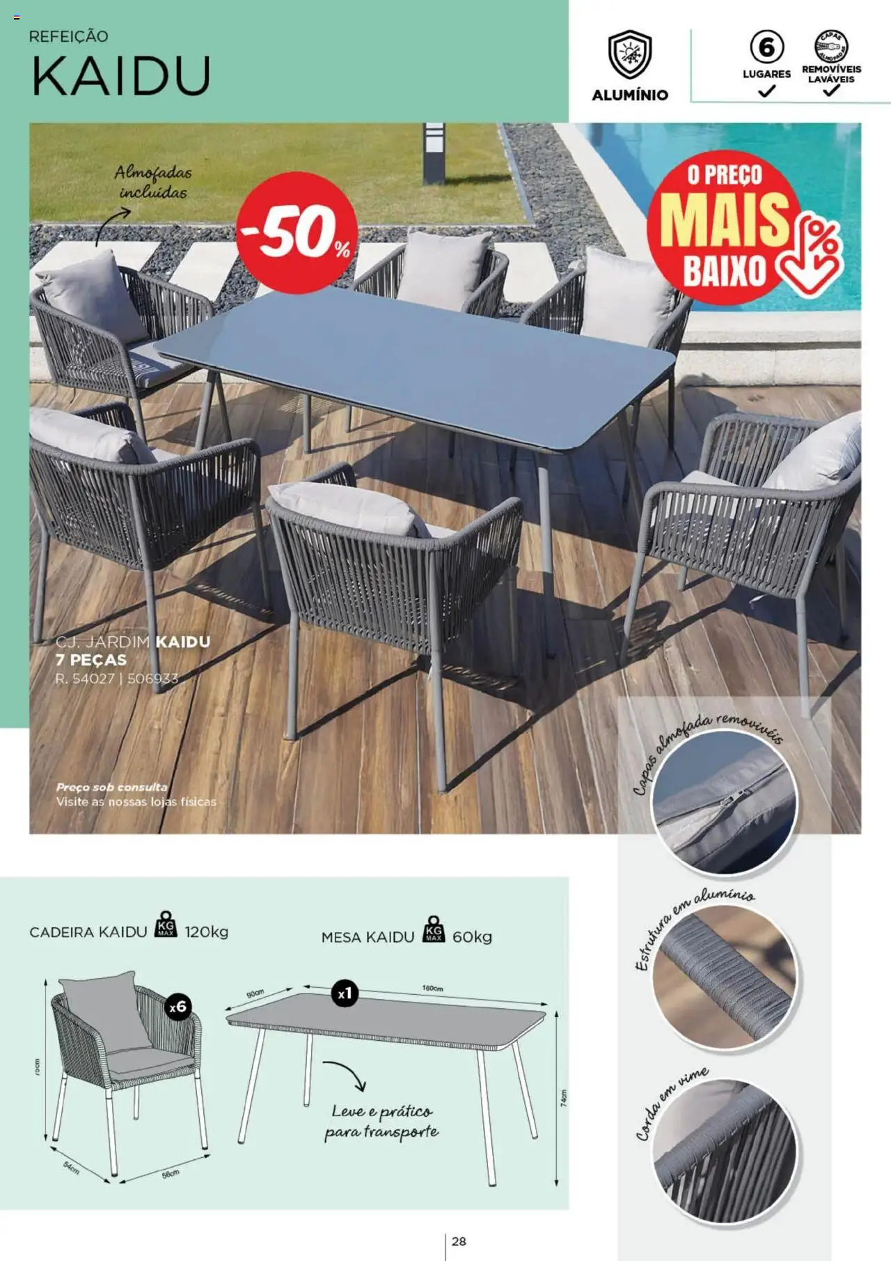 Espaço Casa - Catálogo  Ec Ar Livre  2025 │ válido de 04.03.2025 | Página: 28 | Produtos: Corda, Almofada, Mesa, Cadeira