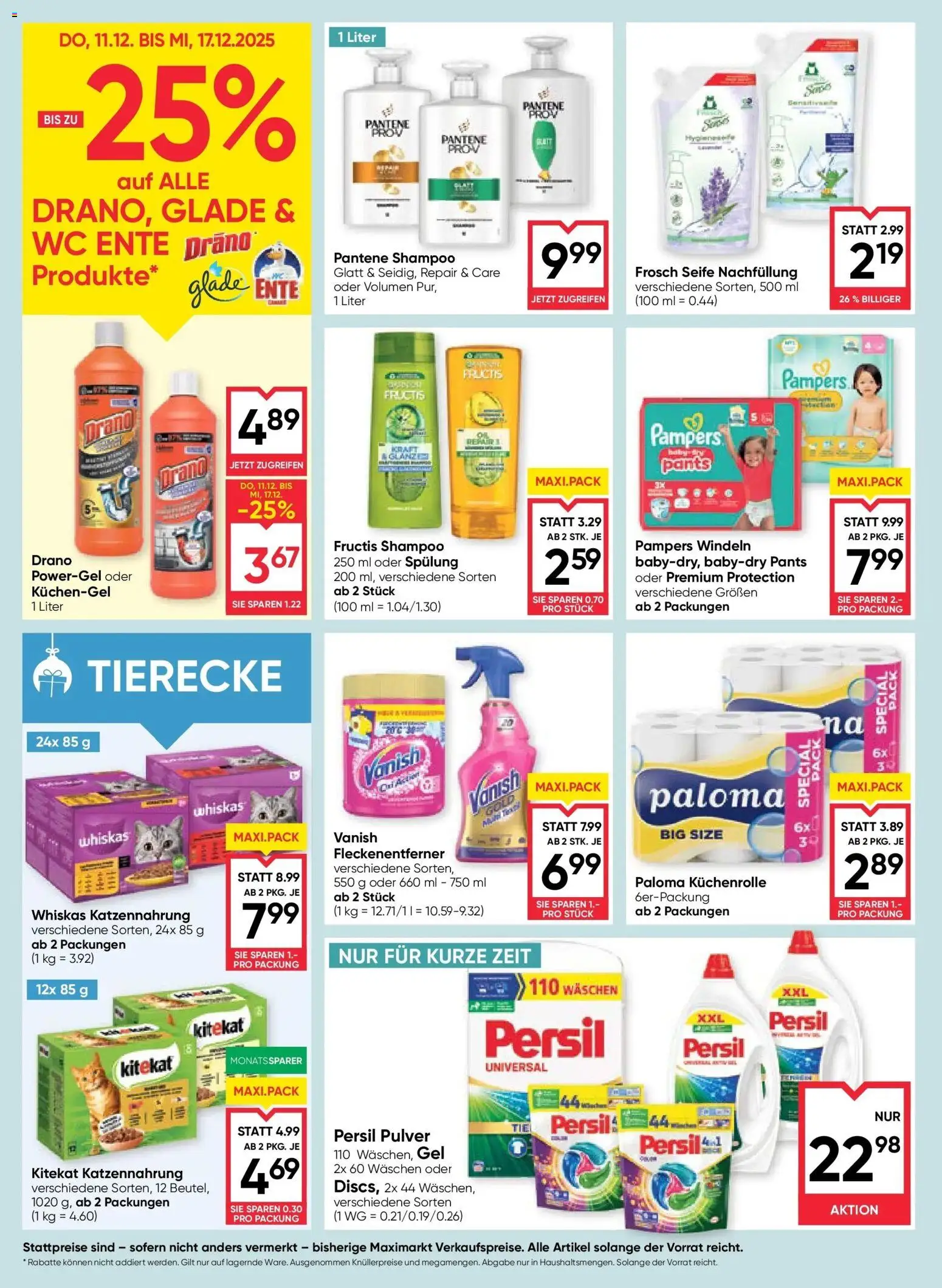 Maximarkt Haid, Linz gültig ab 11.12.2025 | Seite: 16 | Produkte: Pampers, Shampoo, Spülung, Fleckenentferner