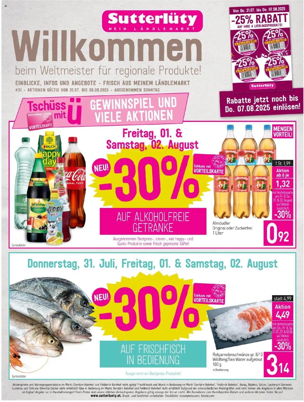 Sutterlüty Flugblatt gültig ab 31.07.2025 | Seite: 1 | Produkte: Mango, Wurst, Käse