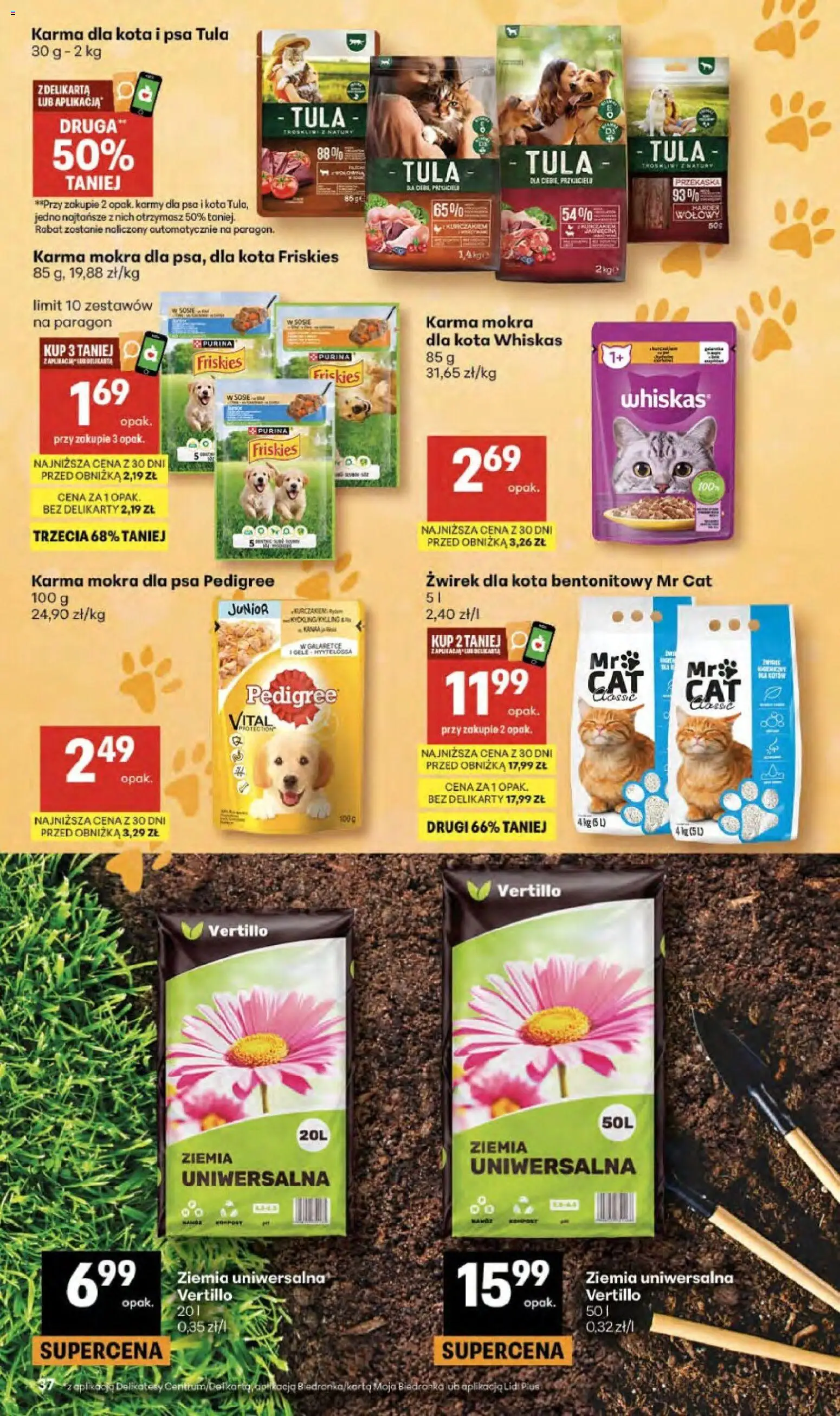 Delikatesy Centrum gazetka - Sklepy Własne od 02.04.2026 | Strona: 37 | Produkty: Ziemia uniwersalna, Żwirek dla kota, Ziemia, Karma dla kota