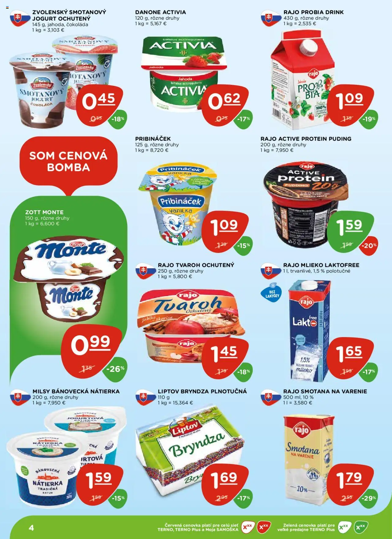 Terno leták │ platný od 07.08.2025 | Strana: 4 | Produkty: Jogurt, Bryndza, Čokoláda, Tvaroh