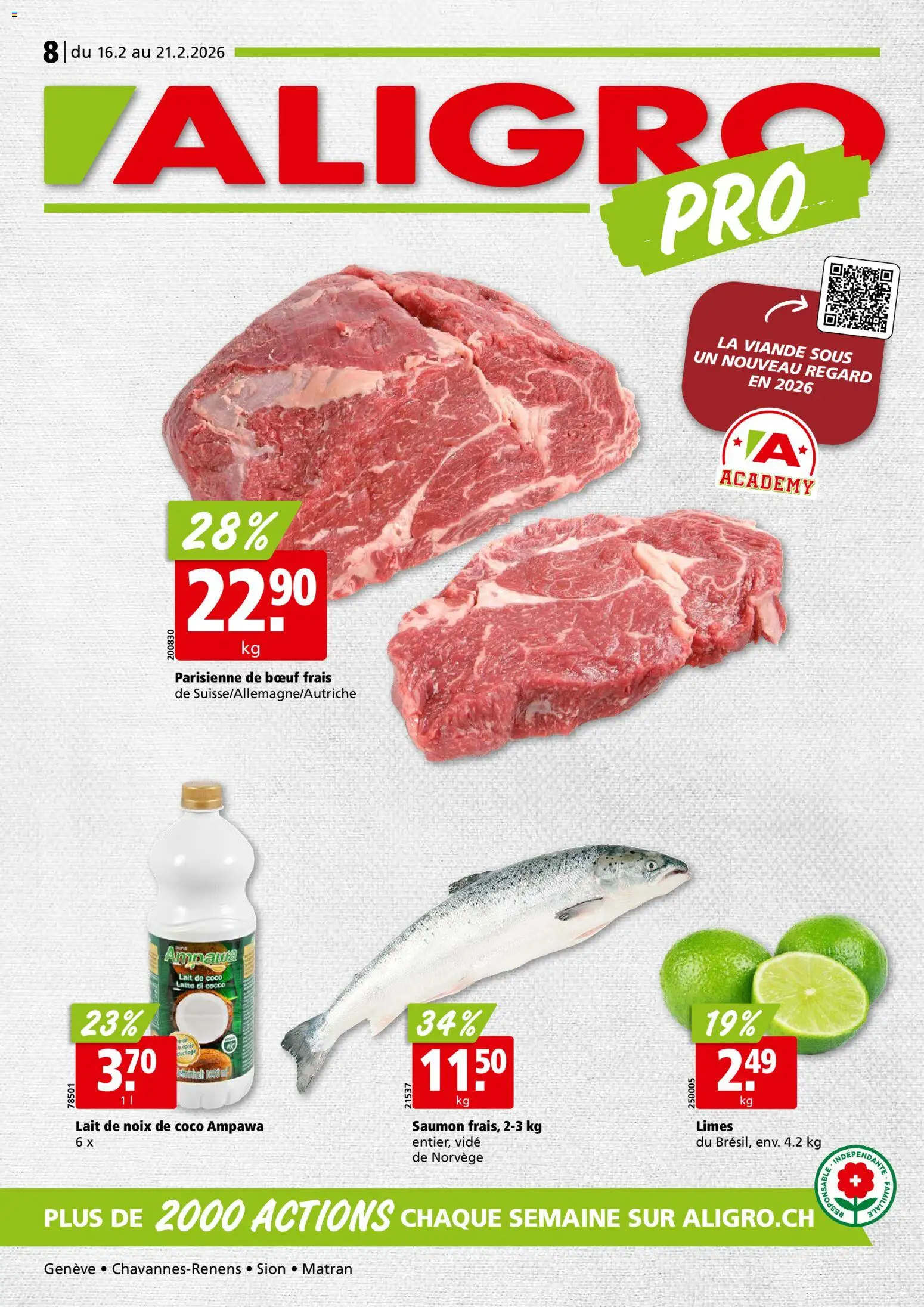 Aligro Aktionen Chavannes, Matran, Genève, Sion – gültig ab 16.02.2026 | Seite: 1