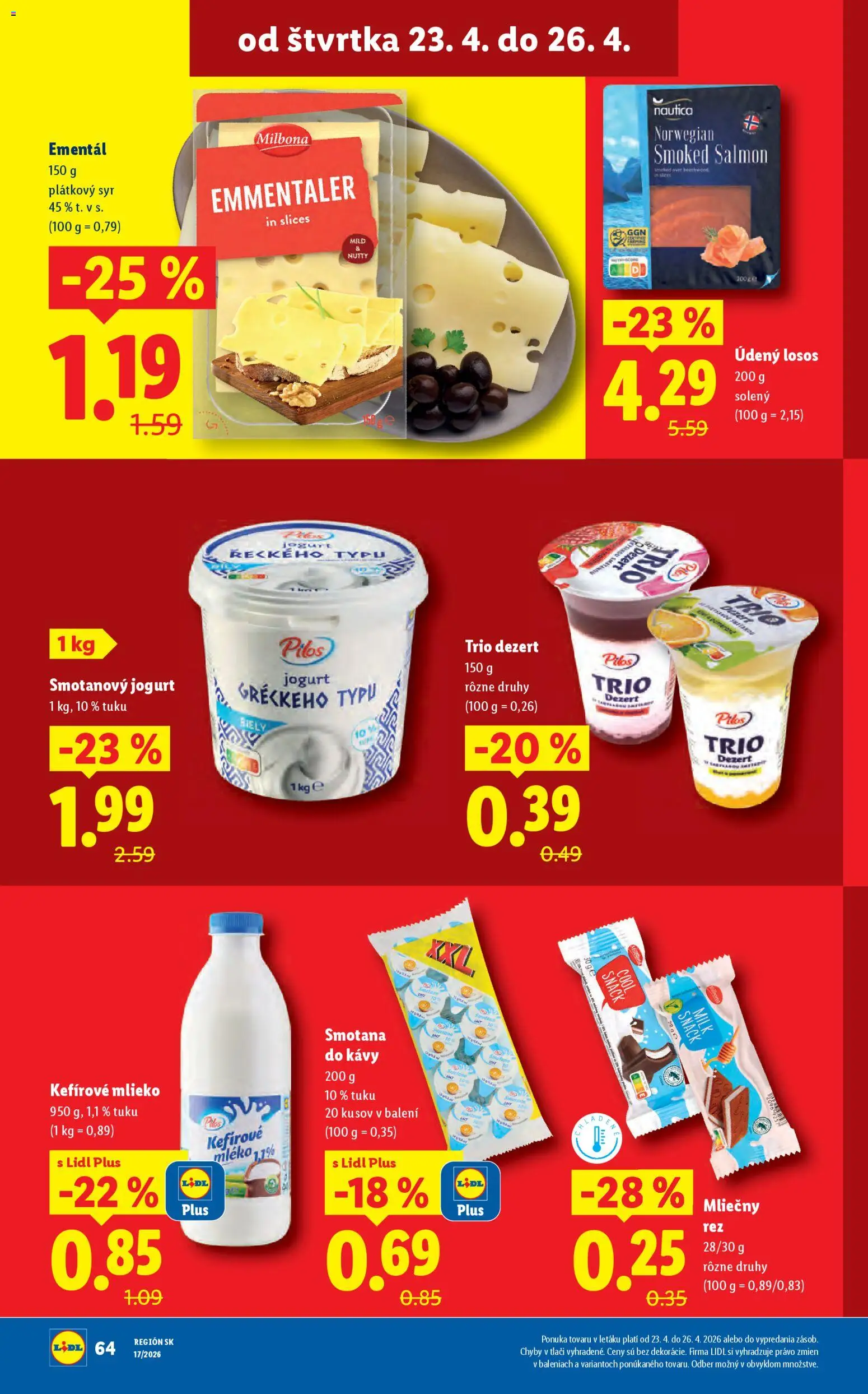 Nové Lidl akcie – leták je platný od 20.04.2026 | Strana: 74 | Produkty: Mlieko, Syr, Jogurt, Losos