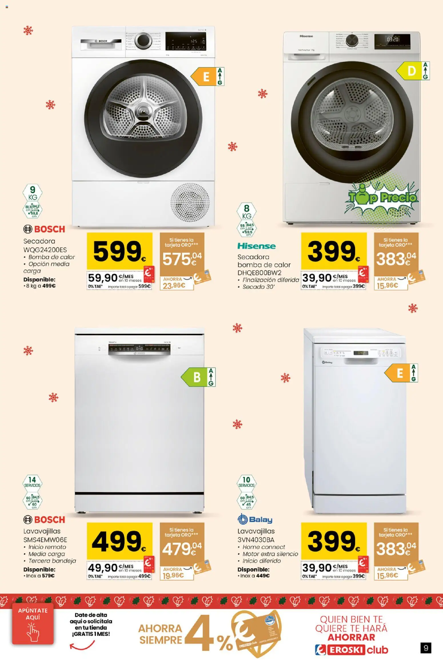 Eroski - Conekta │ válido desde el 18.12.2025 | Página: 9 | Productos: Té, Secadora, Lavavajillas, Bandeja