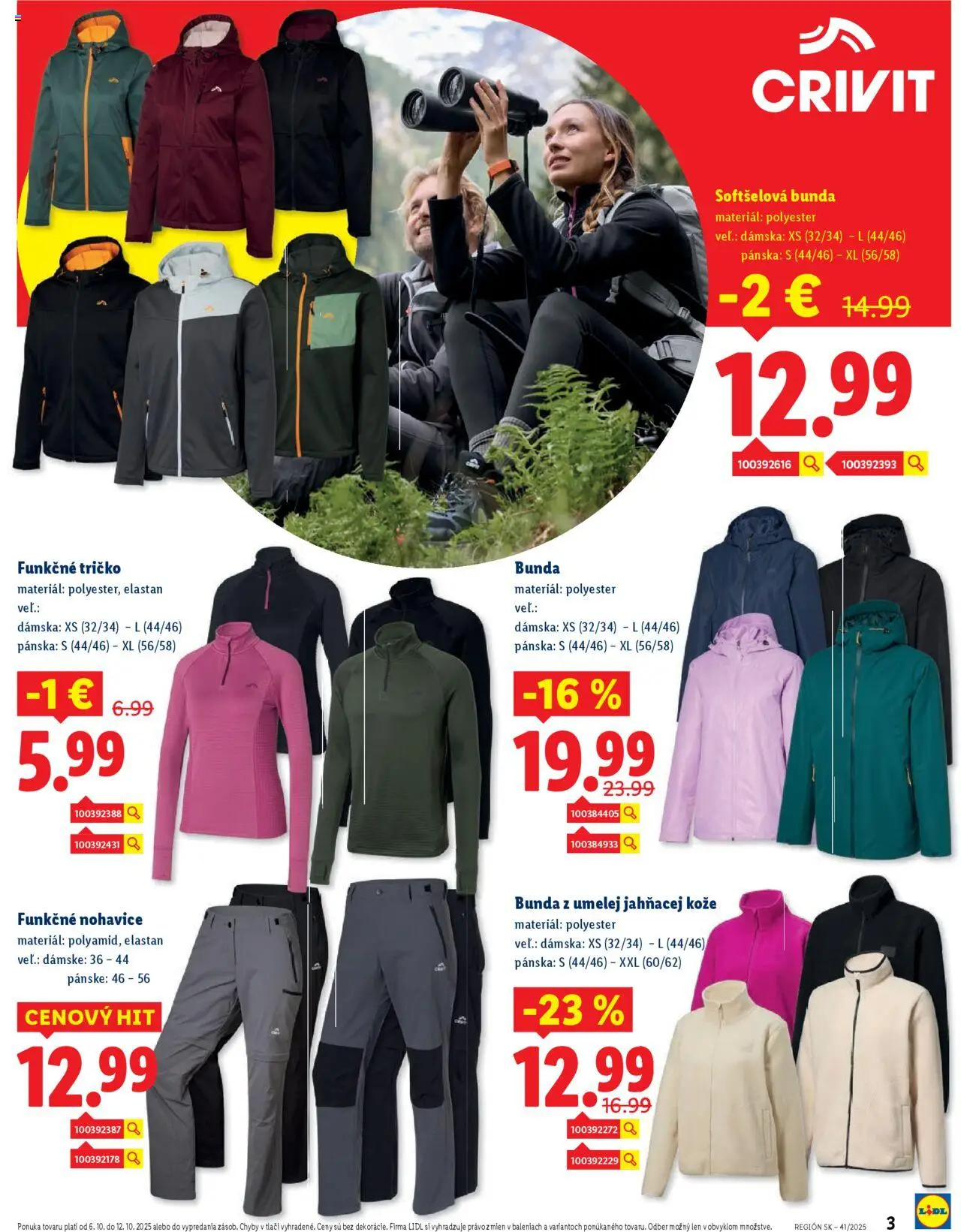 Nové Lidl akcie – leták je platný od 06.10.2025 | Strana: 3 | Produkty: Tričko, Bunda, Nohavice