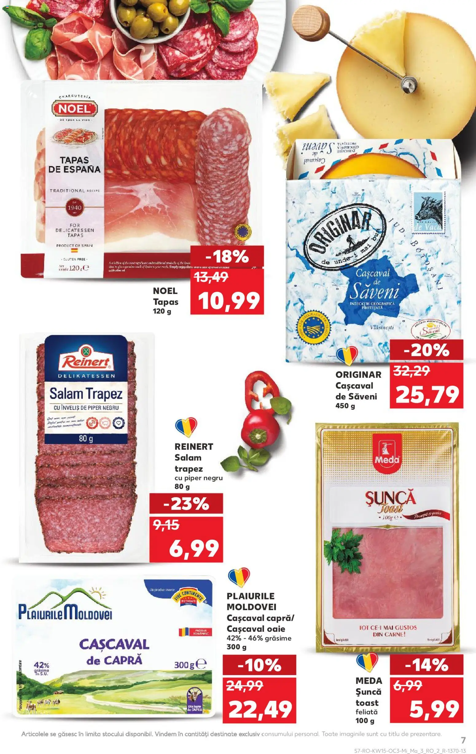 Noul catalog Kaufland – valabil de la 08.04.2026 | Pagină: 7 | Produse: Cașcaval, Salam, Șuncă, Piper