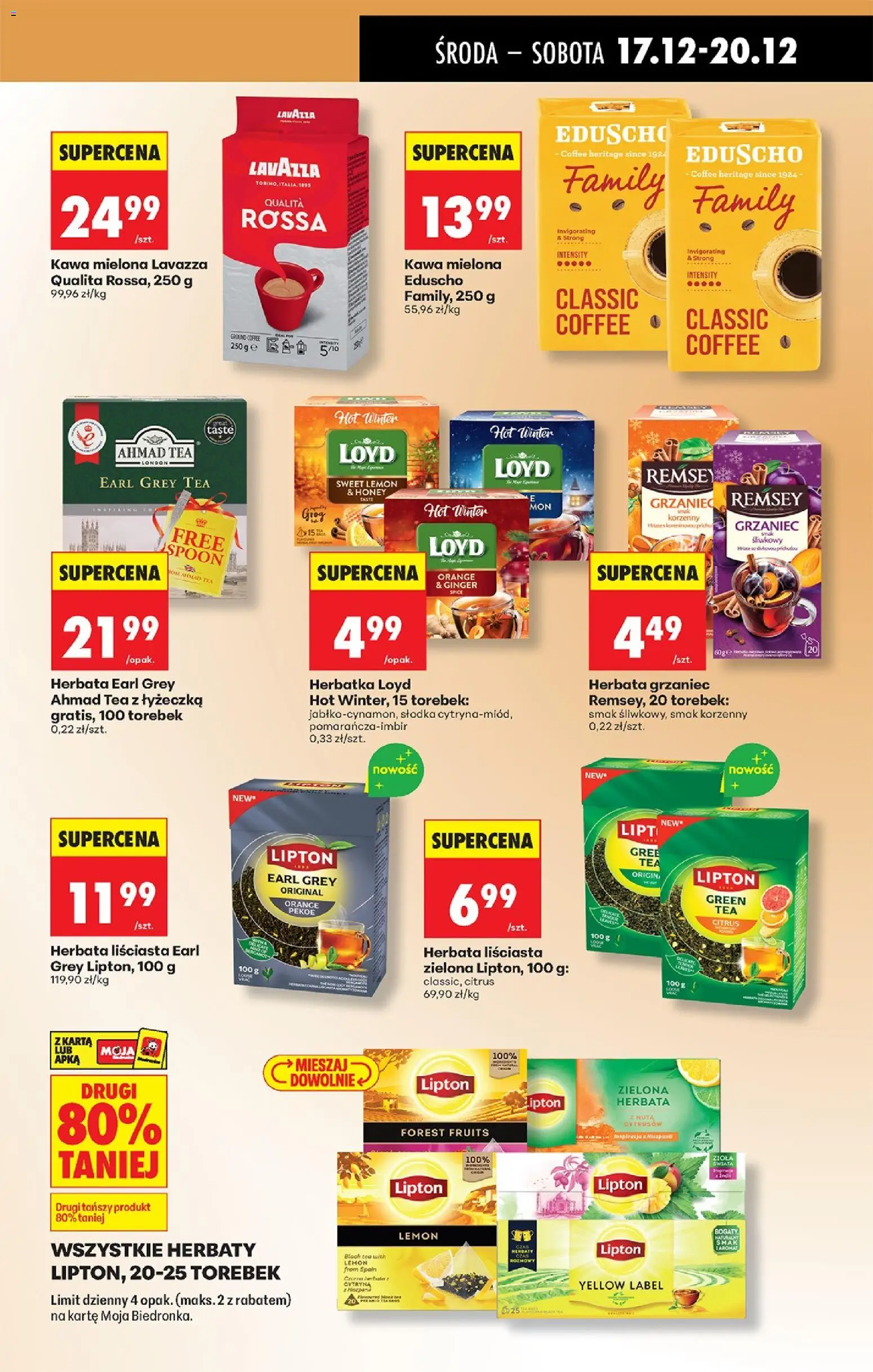 Biedronka gazetka - Oferta w tym tygodniu od 17.12.2025 | Strona: 71 | Produkty: Herbata liściasta, Herbata earl grey, Lavazza, Kawa