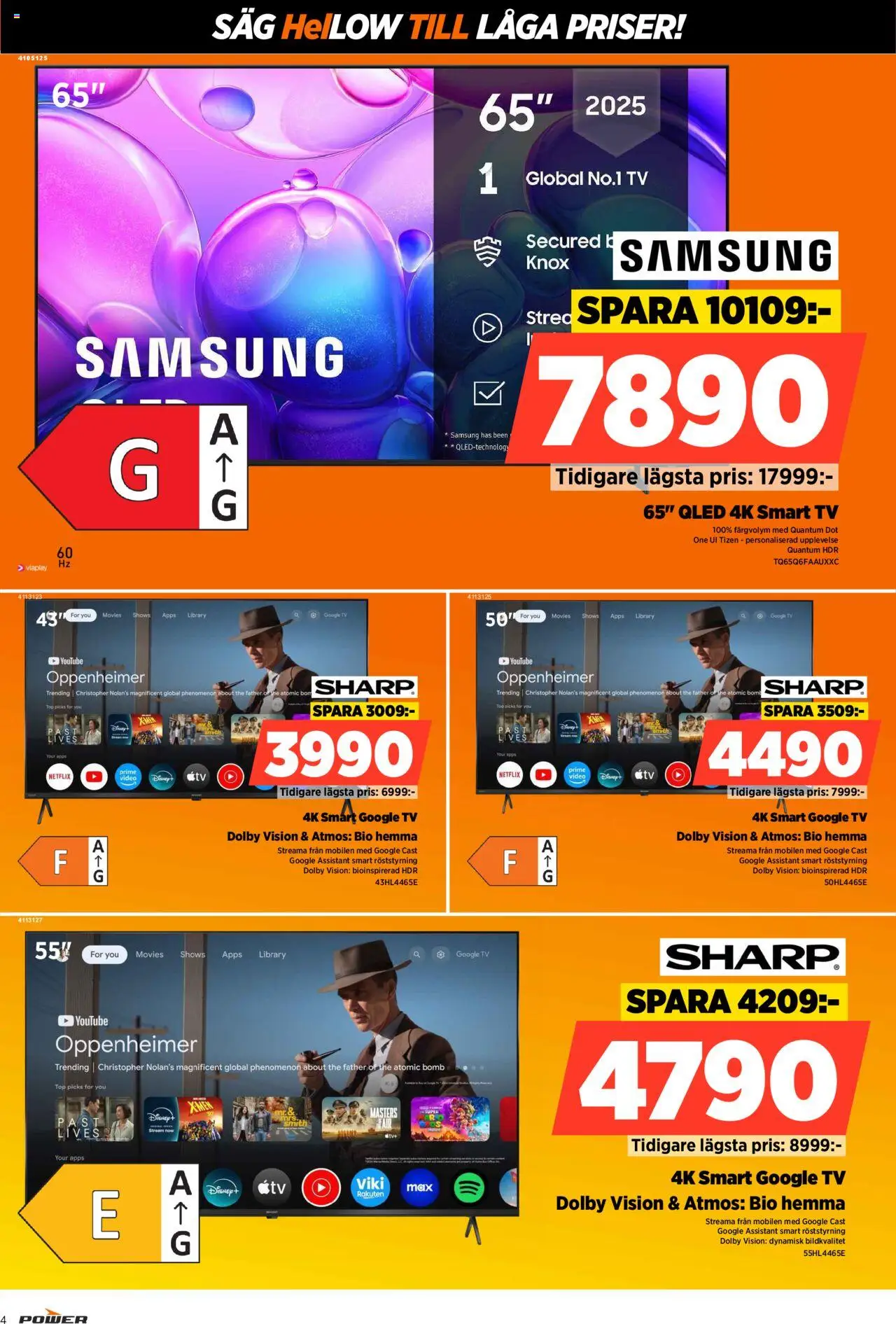 Power reklamblad aktuell från 06.10.2025 | Sida: 4 | Produkter: Såg, Smart tv, Tv