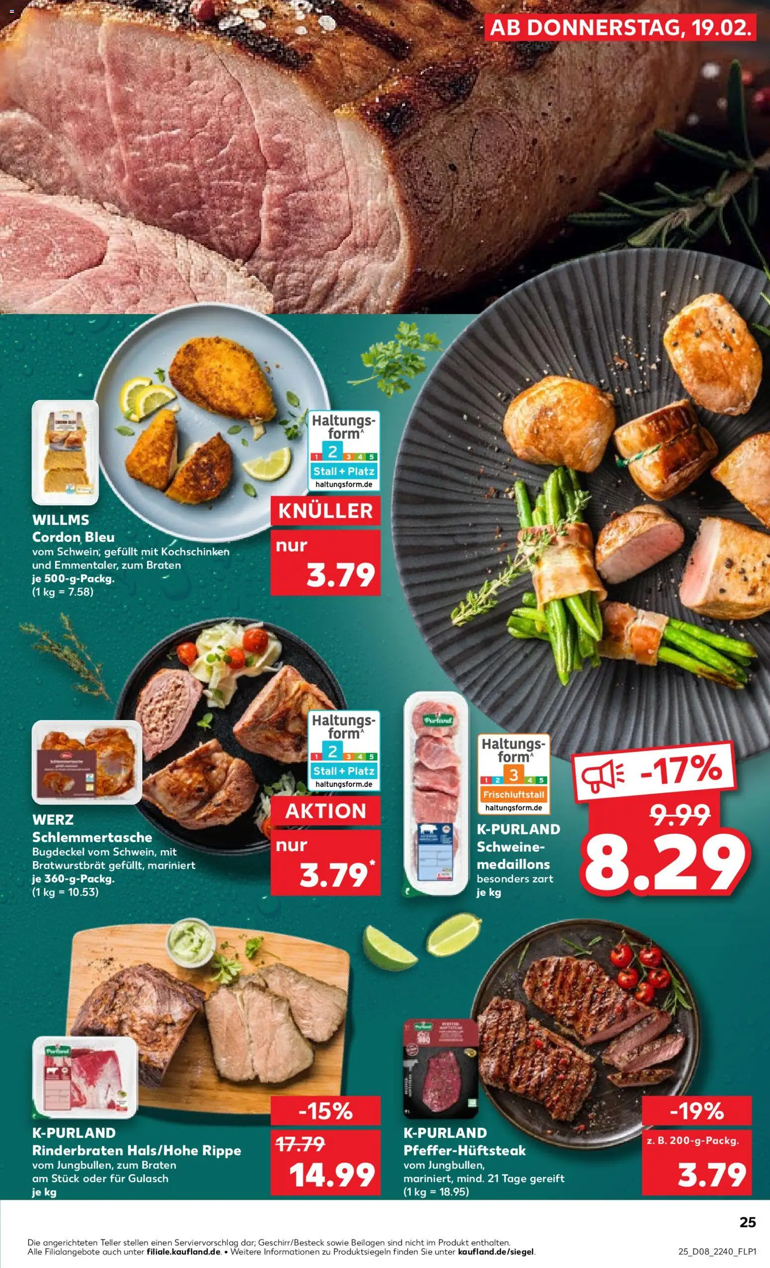 Kaufland prospekt Stuttgart	 – gültig ab 19.02.2026 | Seite: 25 | Produkte: Rinderbraten, Gulasch, Steak