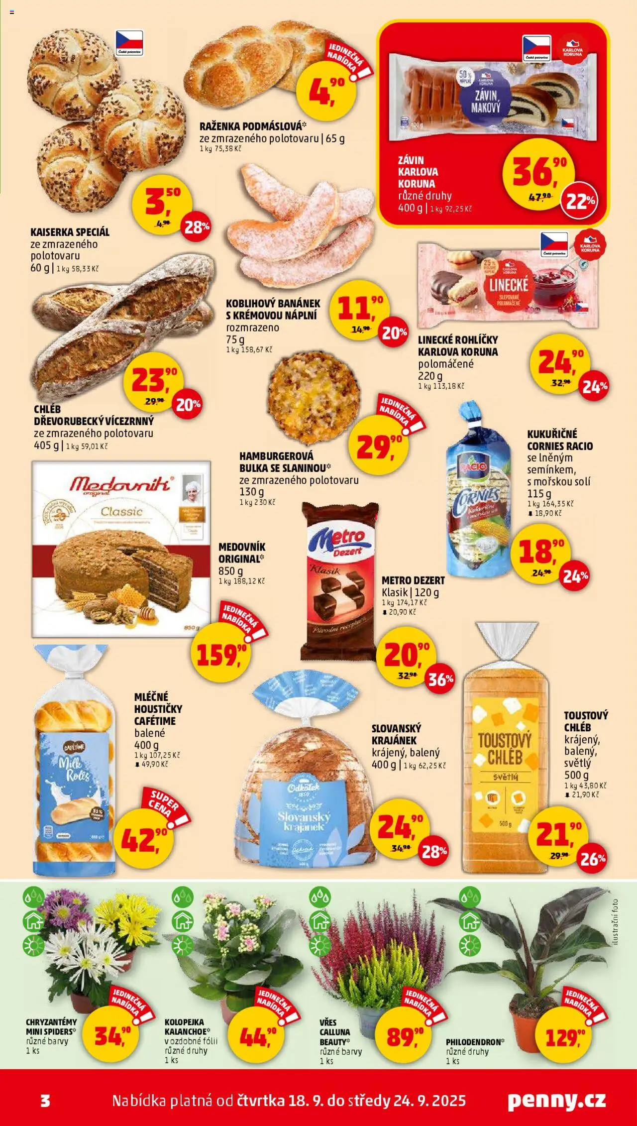 Penny Market leták - Čtvrtečník od 18.09.2025 | Strana: 3 | Produkty: Vřes, Kaiserka, Medovník, Barvy
