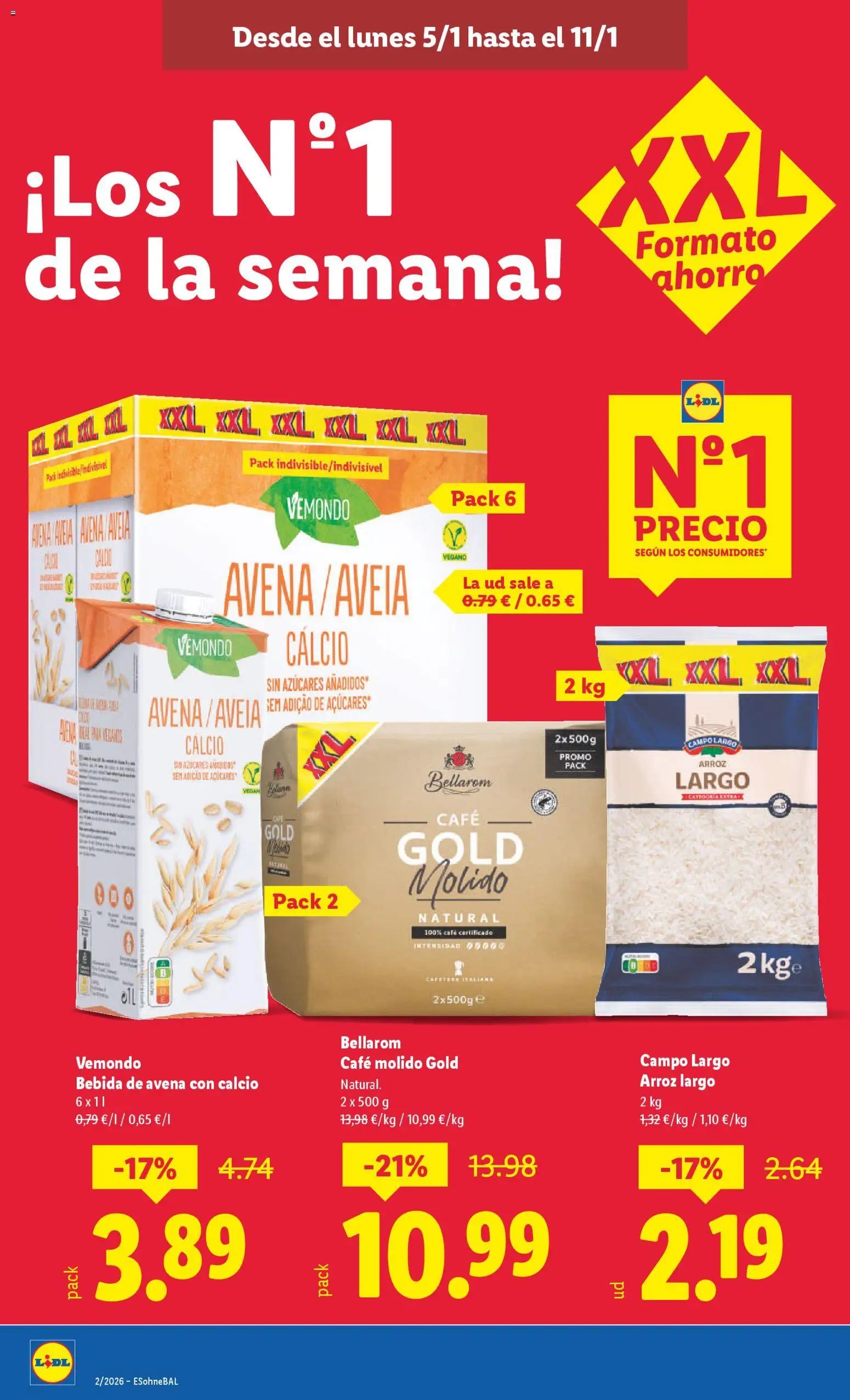 Lidl folleto │ válido desde el 05.01.2026 | Página: 8 | Productos: Café, Arroz, Café molido, Bebida de avena