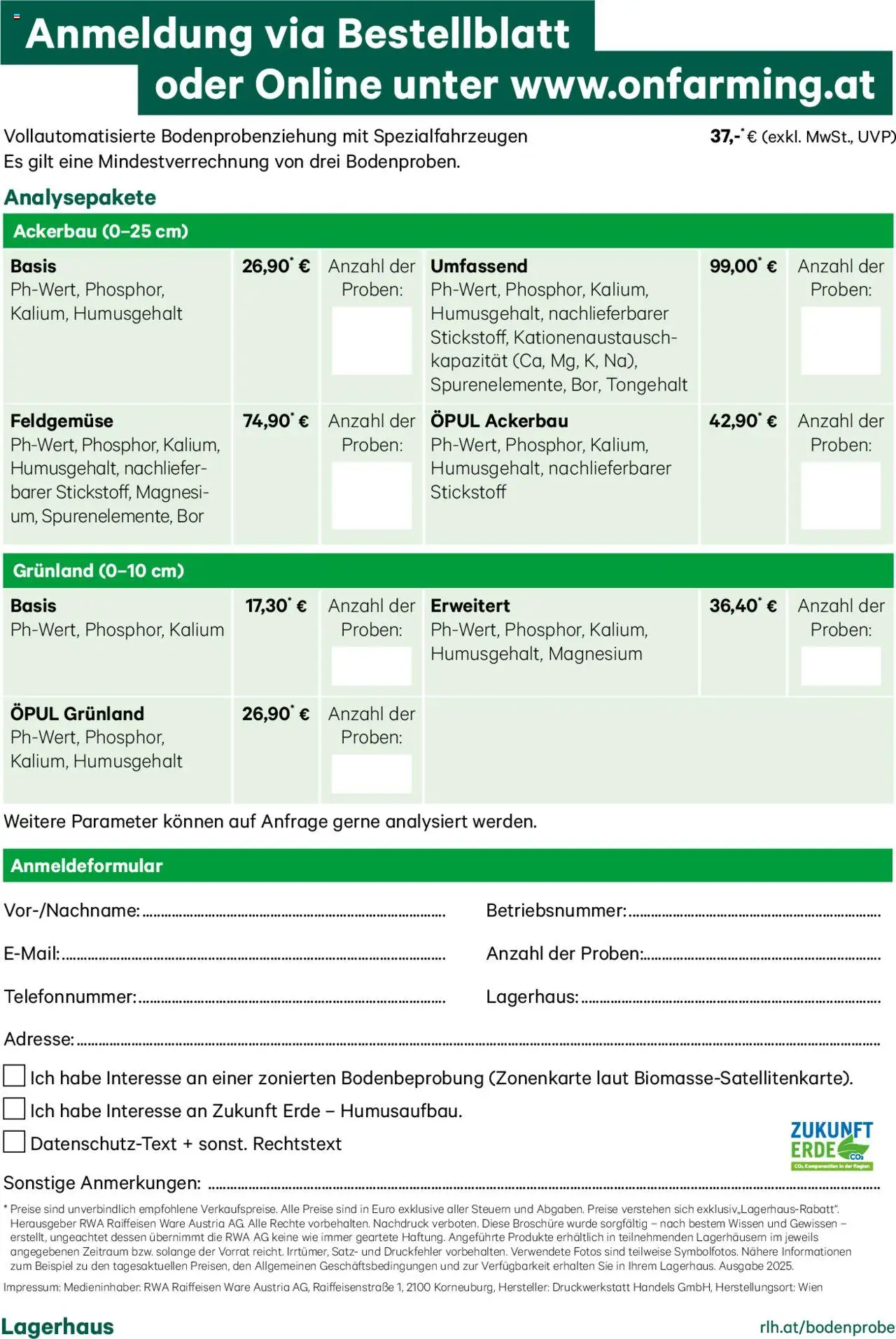 Lagerhaus Bodenprobenanalyse-Ackerbau gültig ab 06.02.2025 | Seite: 2