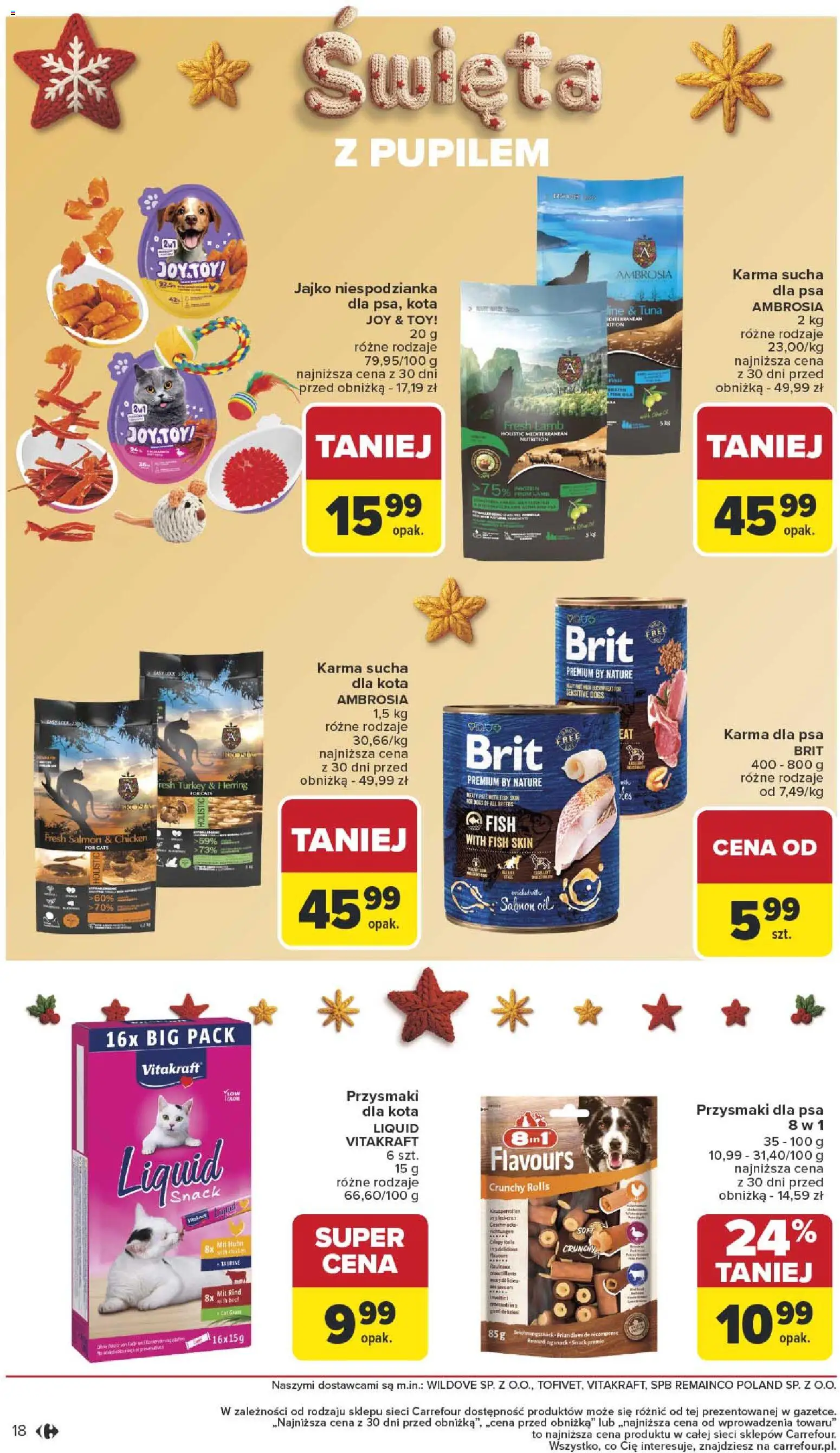 Carrefour Gazetka - Święta od 01.12.2025 | Strona: 18 | Produkty: Przysmaki dla kota, Karma dla psa, Przysmaki dla psa, Jajko niespodzianka